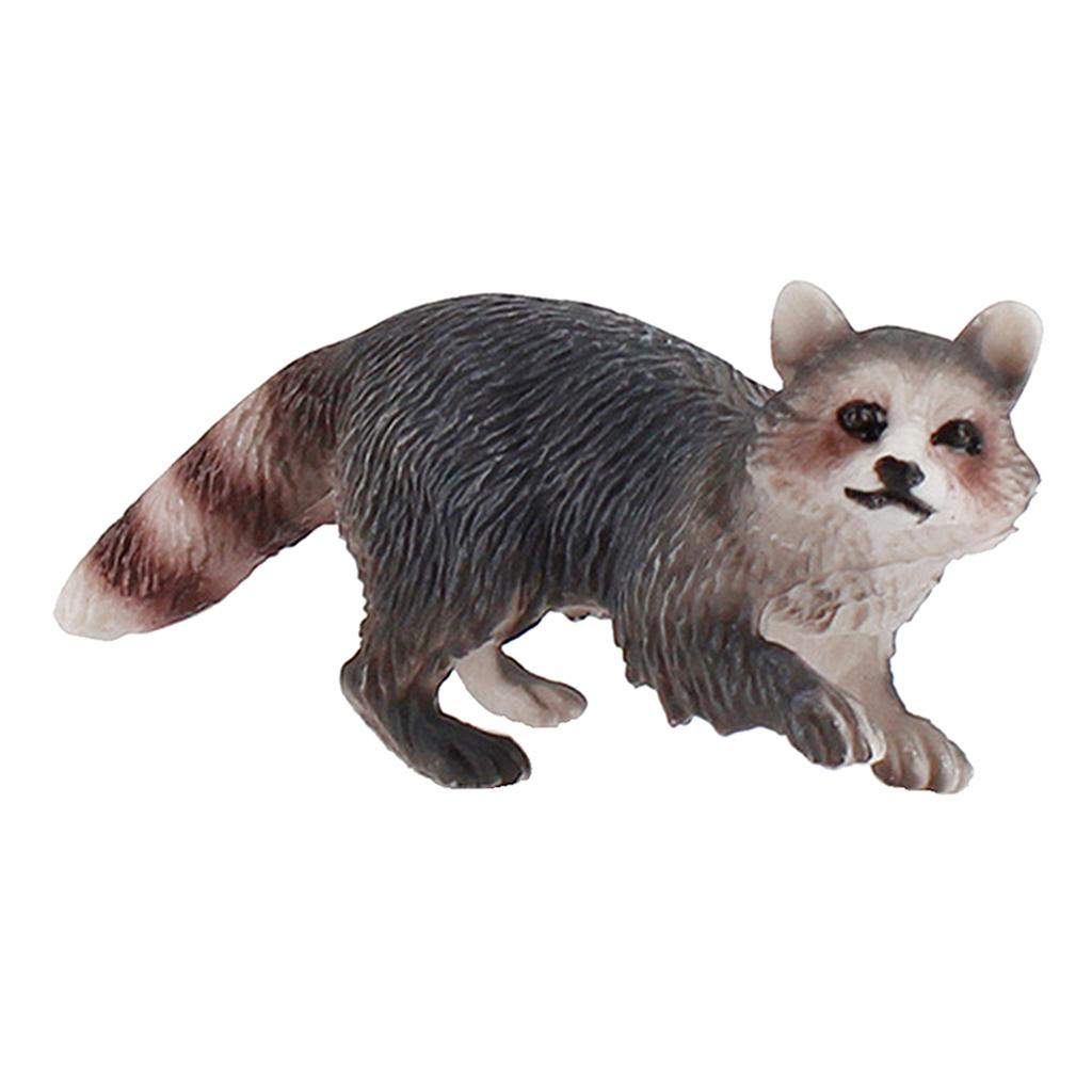 3xLifelike Jungle Animal Raccoon Figures Model Kids Toddlers Toys Party Favors Walking