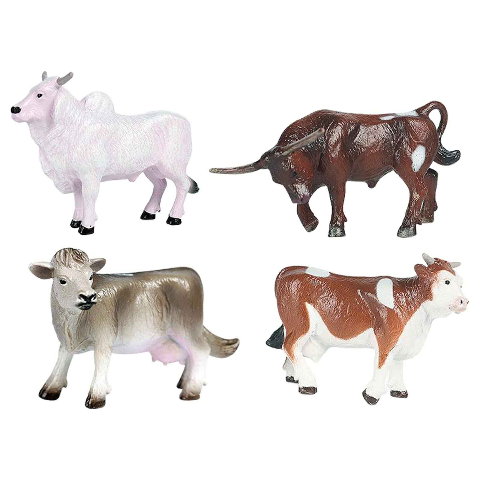 4pcs Cattle Figurine Simulated Bull Realistic Animals Cow Educational Toy C