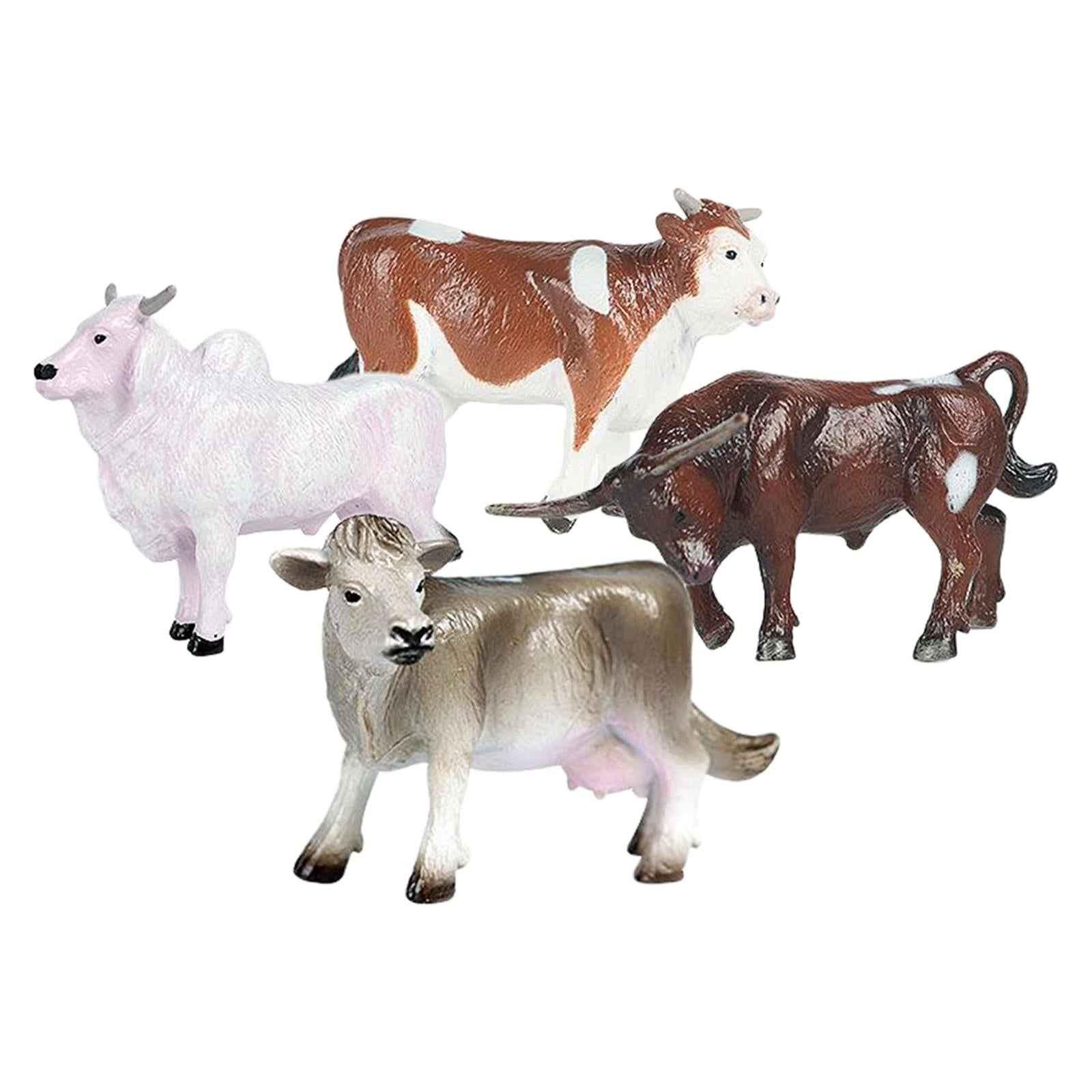4pcs Cattle Figurine Simulated Bull Realistic Animals Cow Educational Toy C