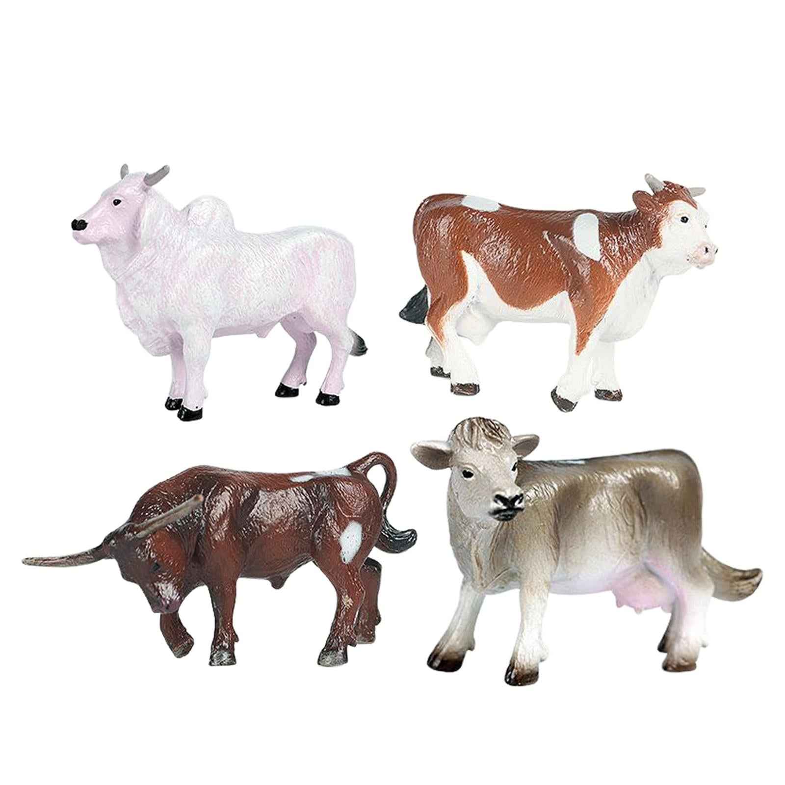 4pcs Cattle Figurine Simulated Bull Realistic Animals Cow Educational Toy C