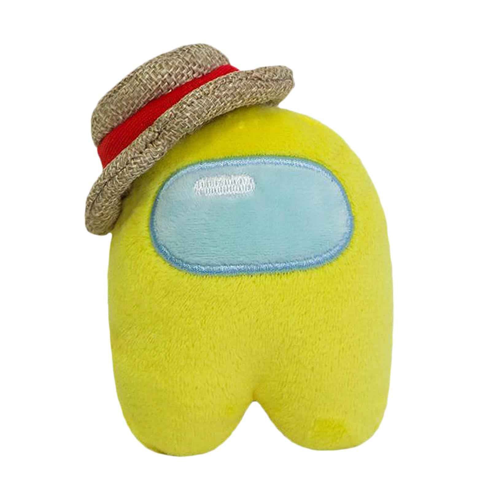 10cm Among Us Plush Stuffed Toy with Straw Hat Doll Game Figure Yellow
