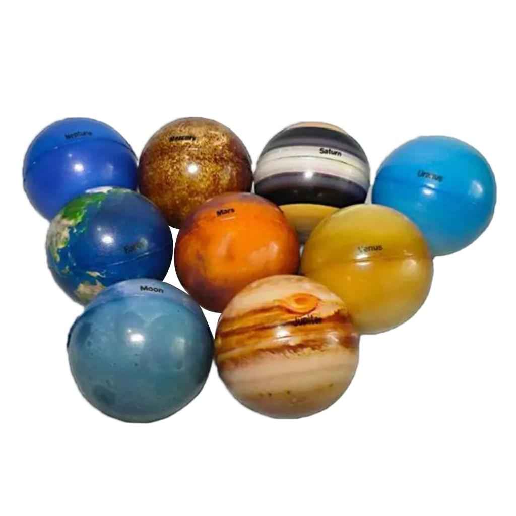 9Pcs Portable Colorful Early Education Soft Planet Bouncy Ball for Kids