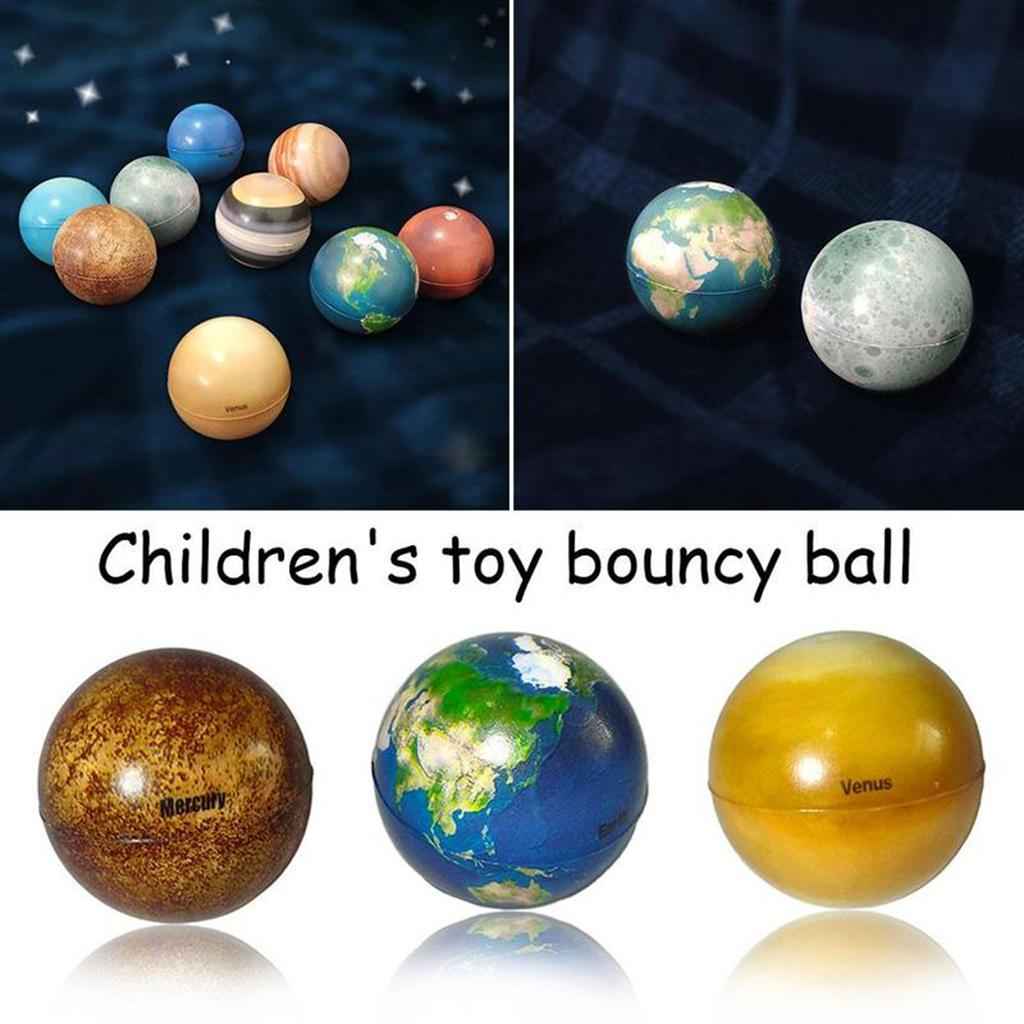 9Pcs Portable Colorful Early Education Soft Planet Bouncy Ball for Kids