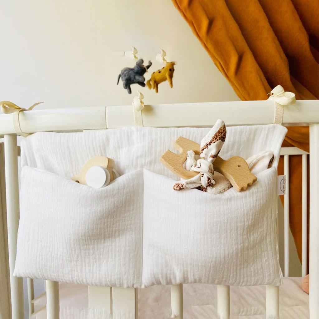 Multipurpose Baby Nursery Organizer Hanging for Diapers Wipes 2 Pockets White