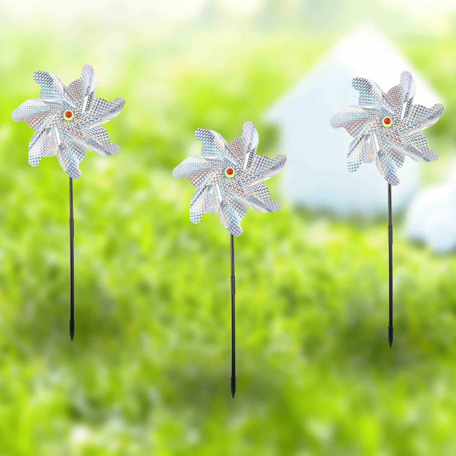 Whirl Reflective Pinwheel Wind Spinner Sparkly Silver for Farm Garden Yard