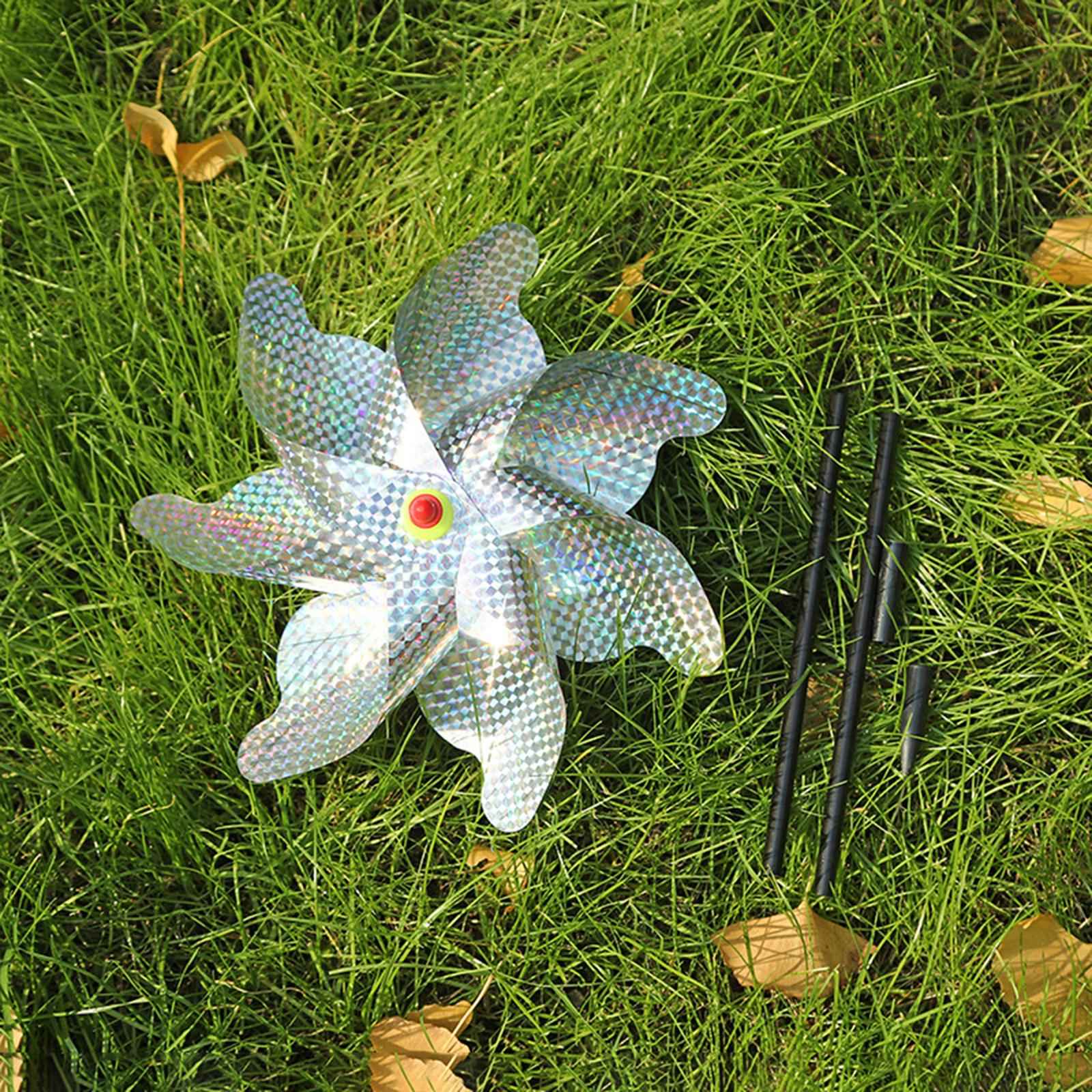 Whirl Reflective Pinwheel Wind Spinner Sparkly Silver for Farm Garden Yard