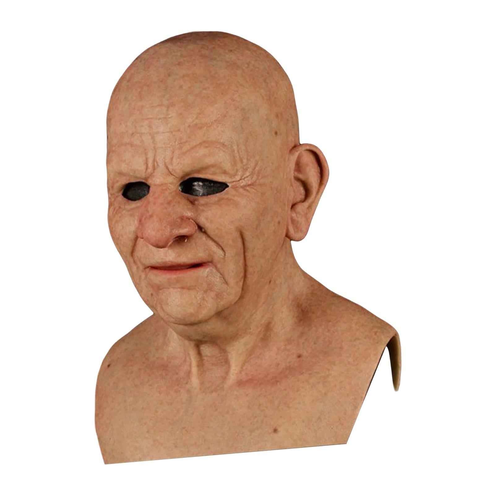 Realistic Old Man Mask Latex Mask for Halloween Cosplay Bald Male