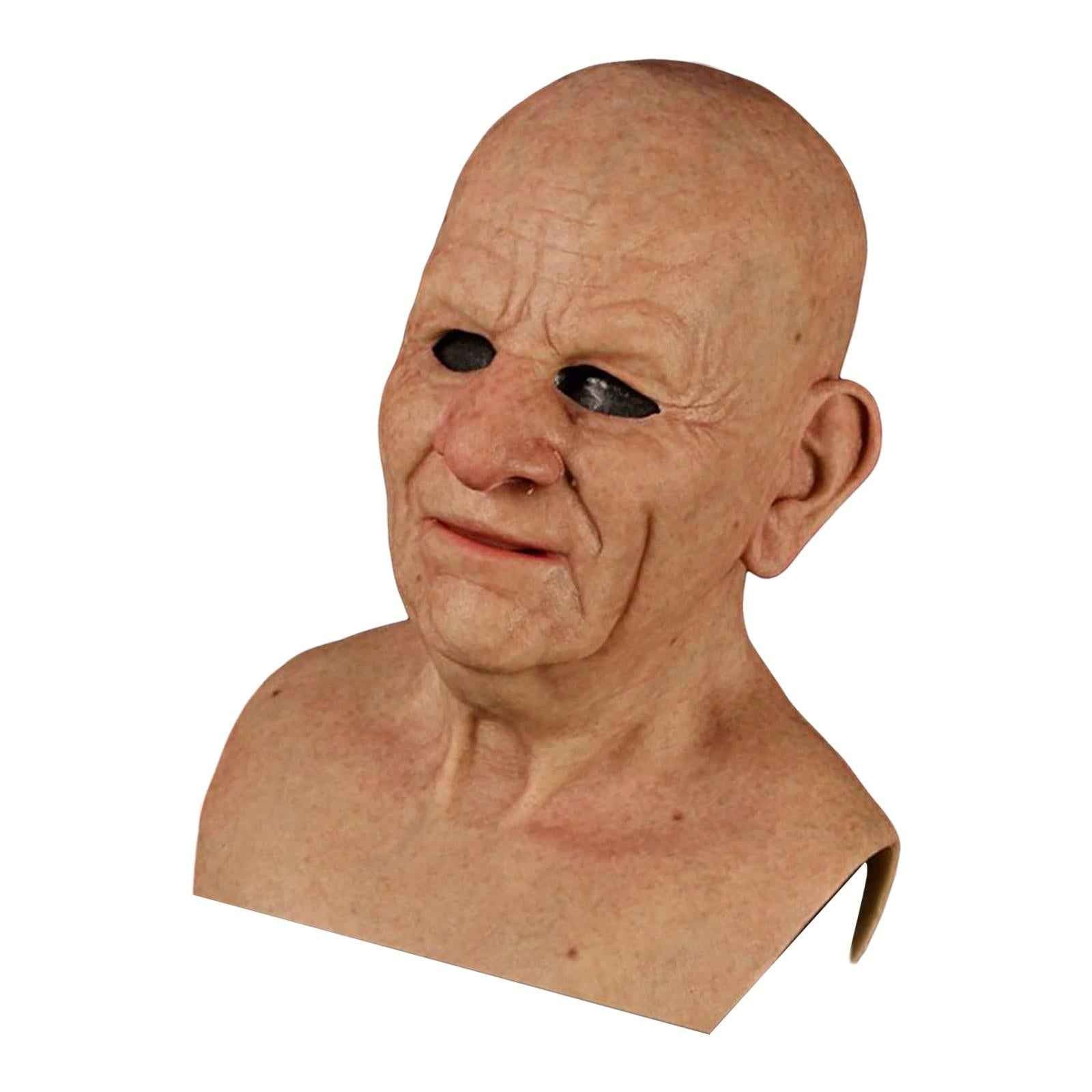 Realistic Old Man Mask Latex Mask for Halloween Cosplay Bald Male