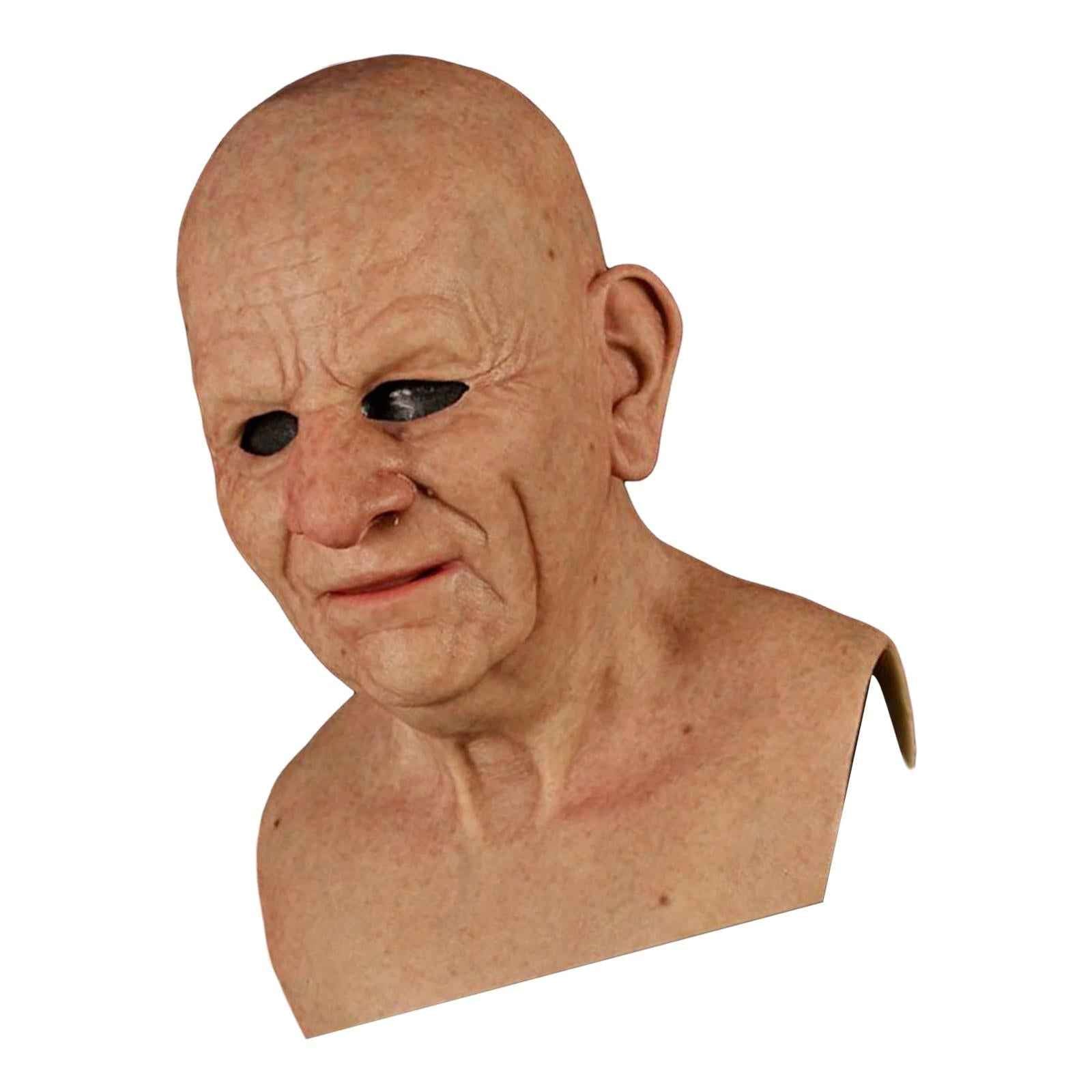Realistic Old Man Mask Latex Mask for Halloween Cosplay Bald Male