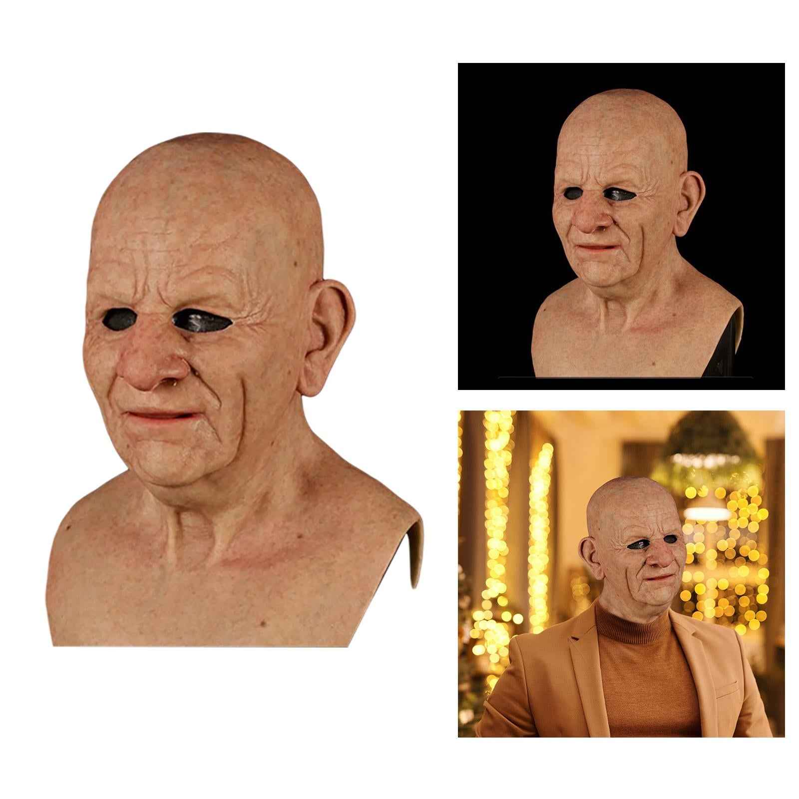 Realistic Old Man Mask Latex Mask for Halloween Cosplay Bald Male