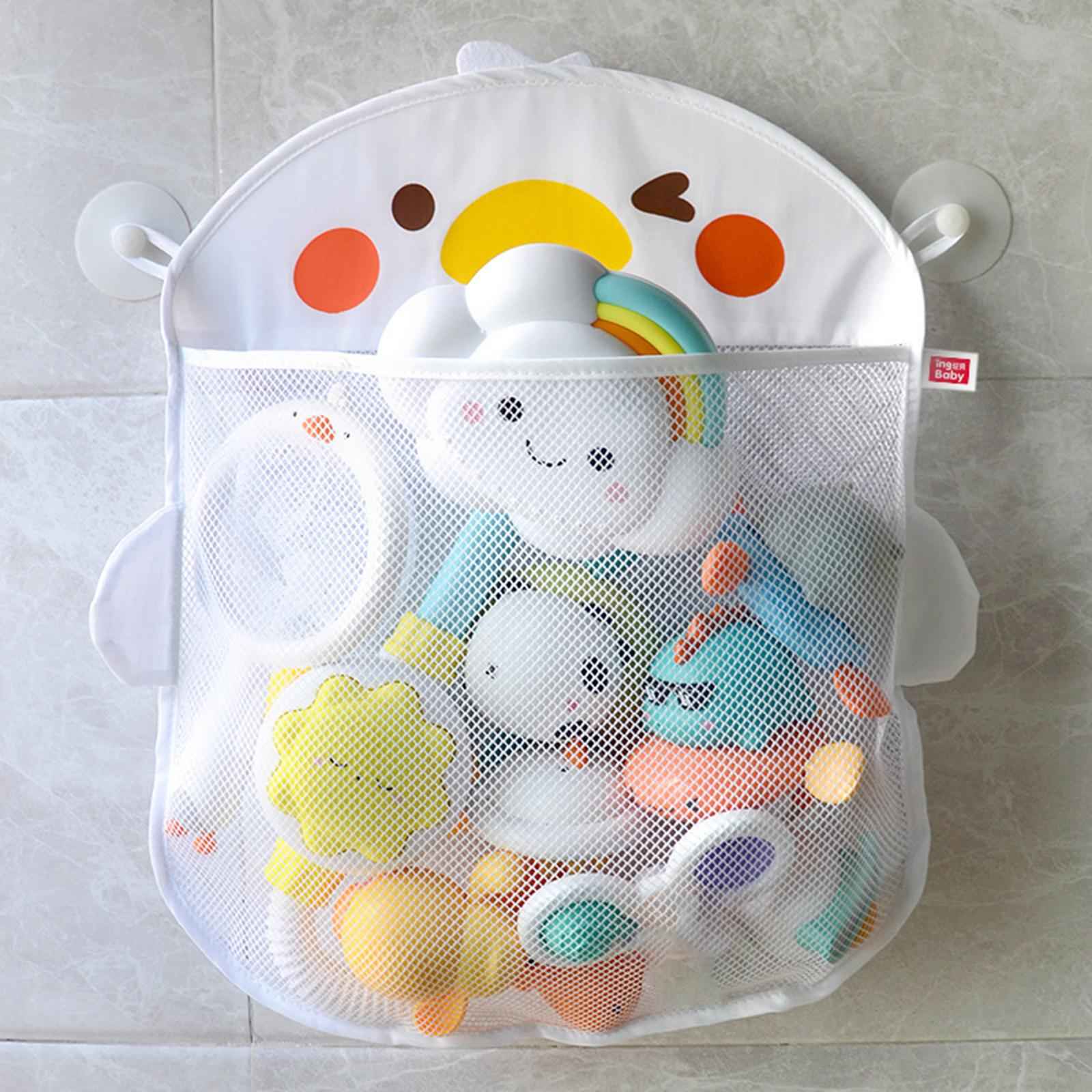 Bath Toy Storage Mesh Bag Organizer Easy Clean Tidy Quick Dry for Bathtub white