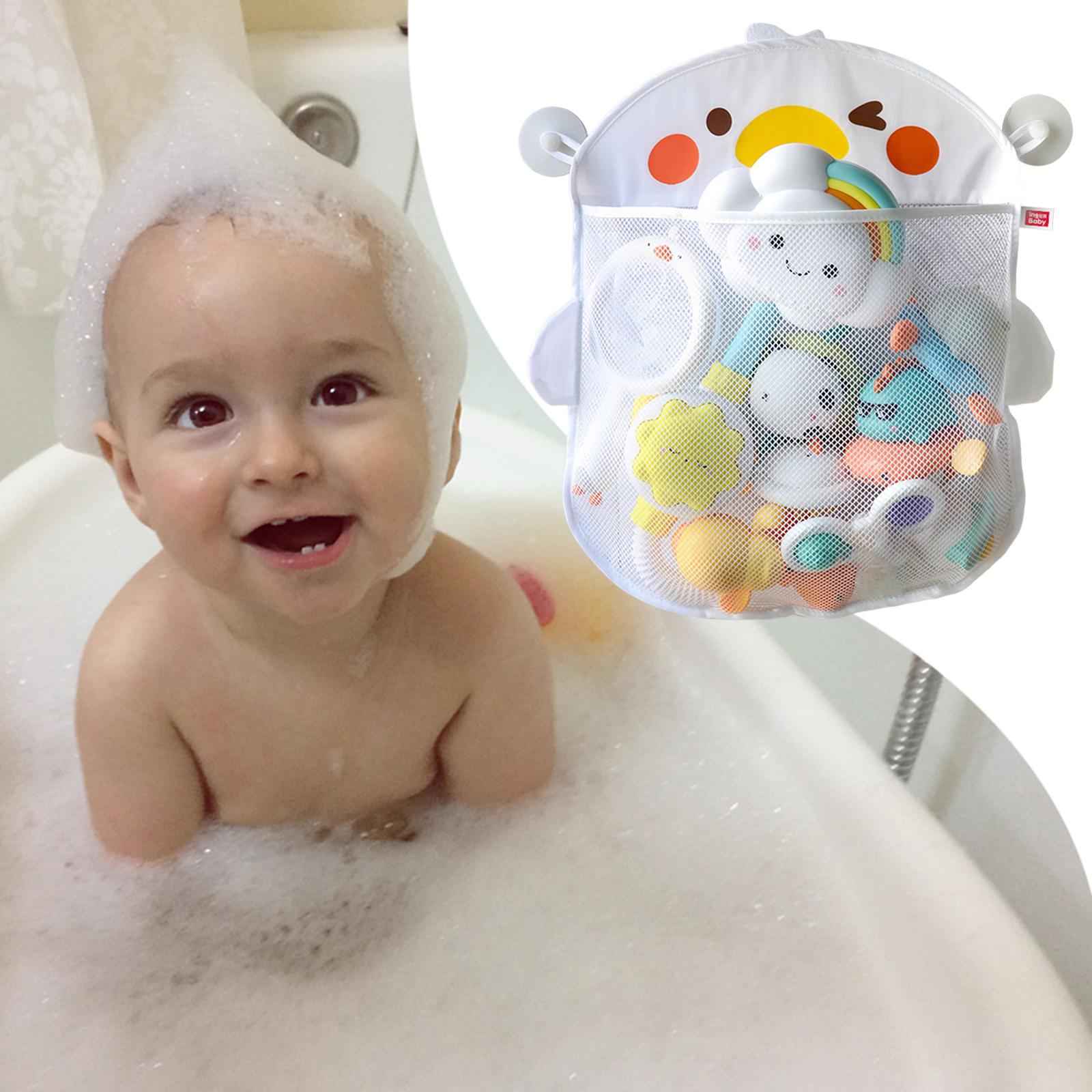 Bath Toy Storage Mesh Bag Organizer Easy Clean Tidy Quick Dry for Bathtub white