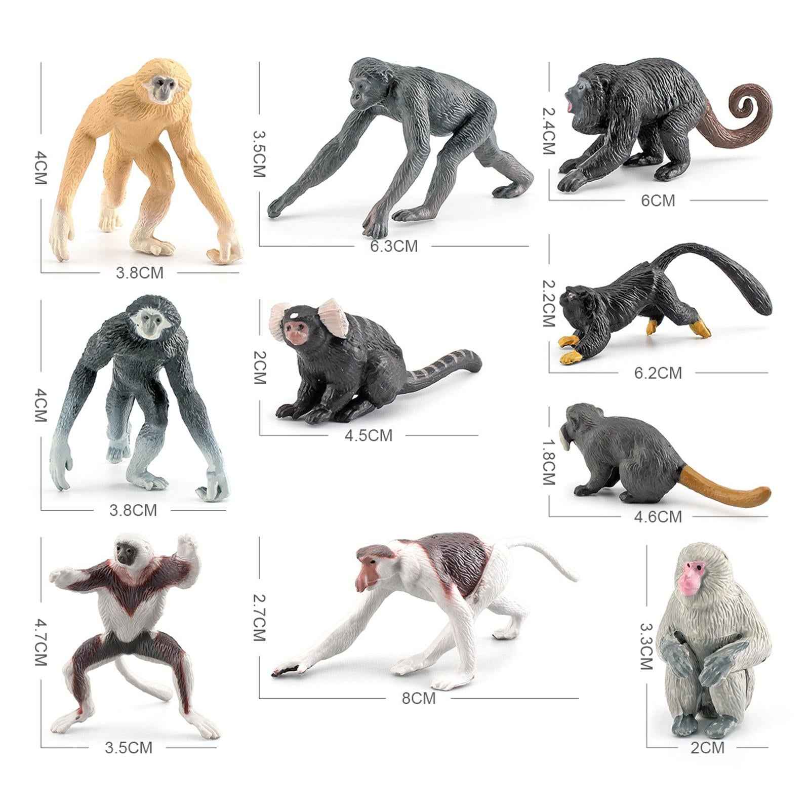 10x Simulation Mini Orangutan Monkey Figures Cake Topper Toy for Toddlers