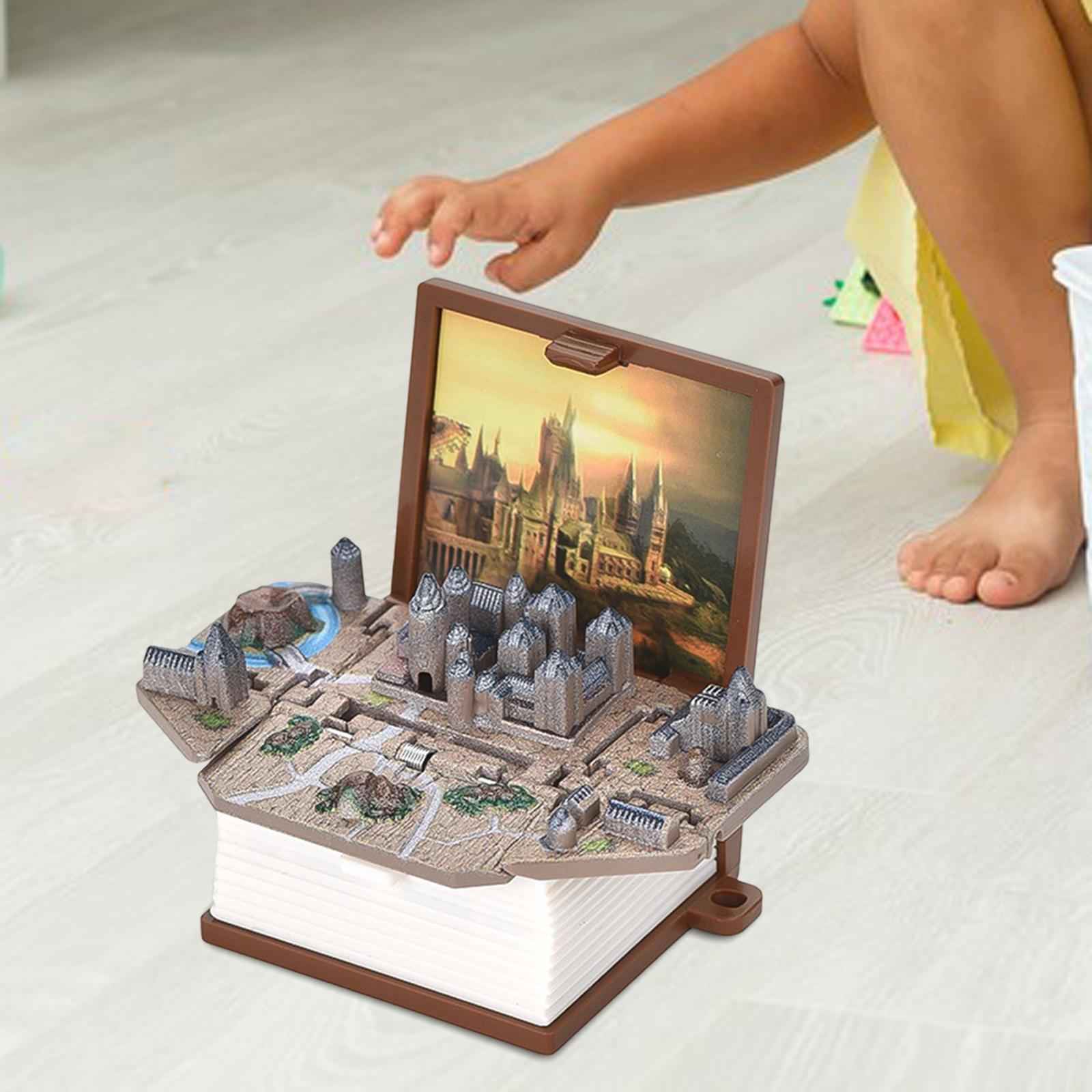 Foldable Figure Book Key Chain Finger Toy for Birthday Gift Children Kids Castle Brown