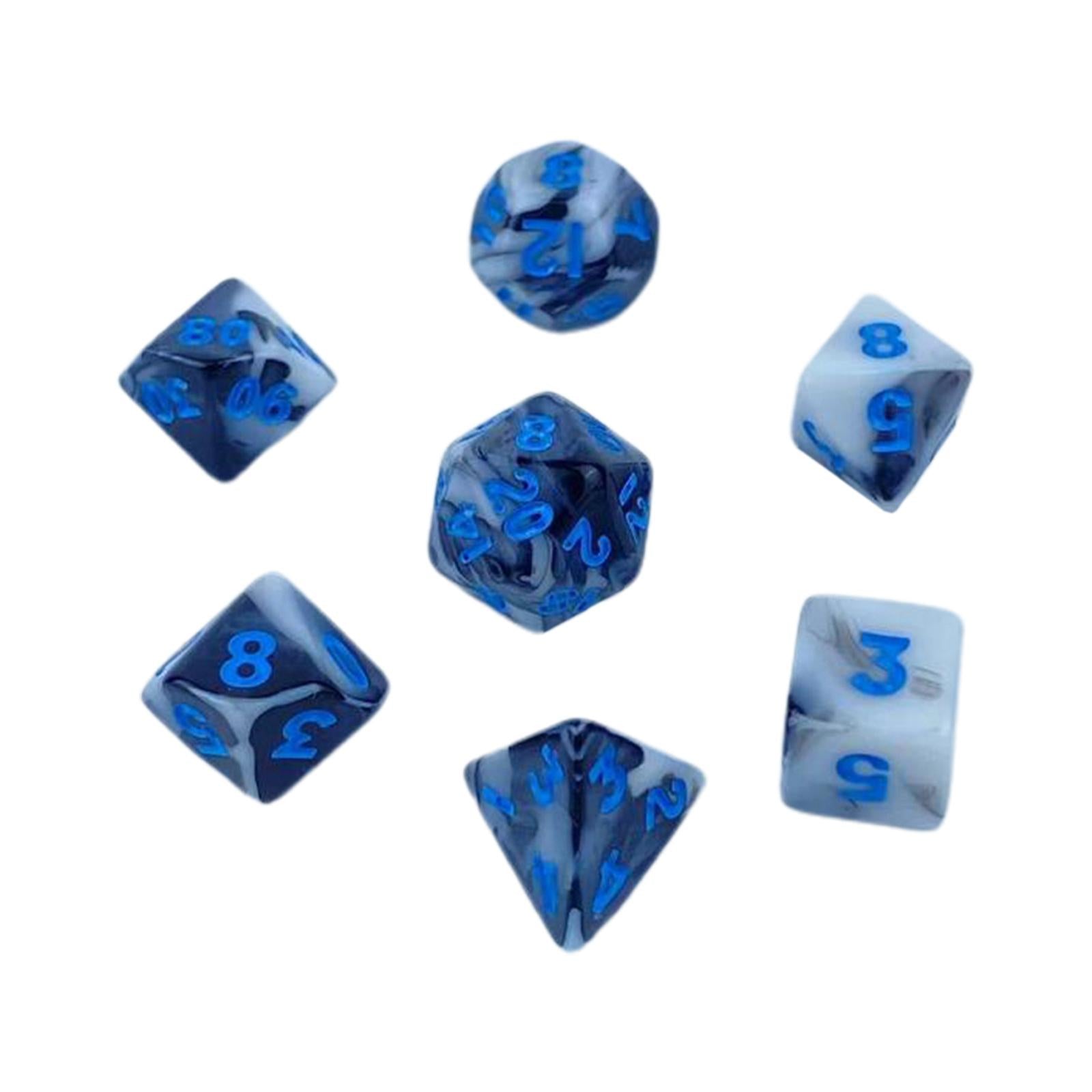 3x7 Pieces Portable Polyhedron Dices Set Multicolour Dices Set for Board Game Blue