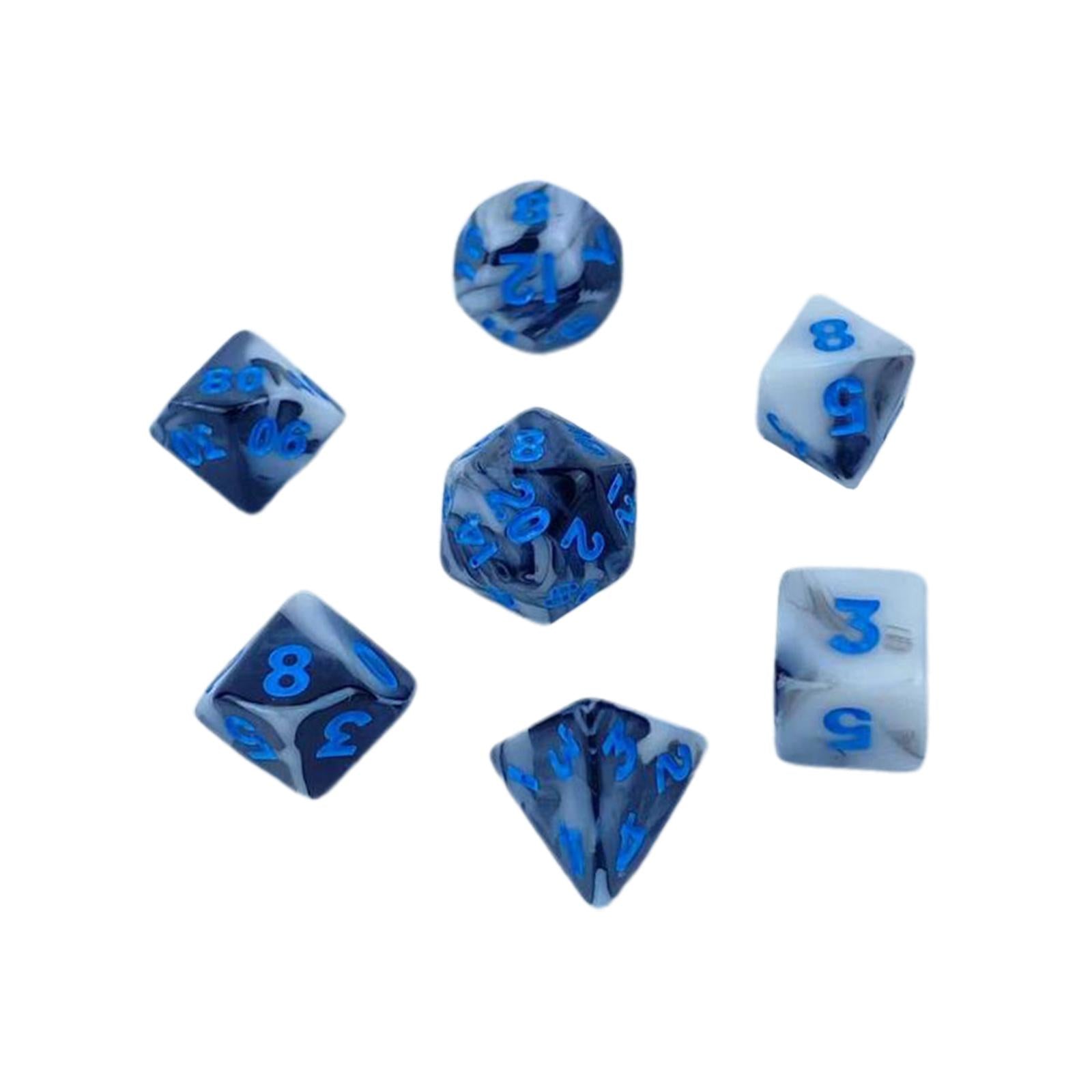 4x7 Pieces Portable Polyhedron Dices Set Multicolour Dices Set for Board Game Blue