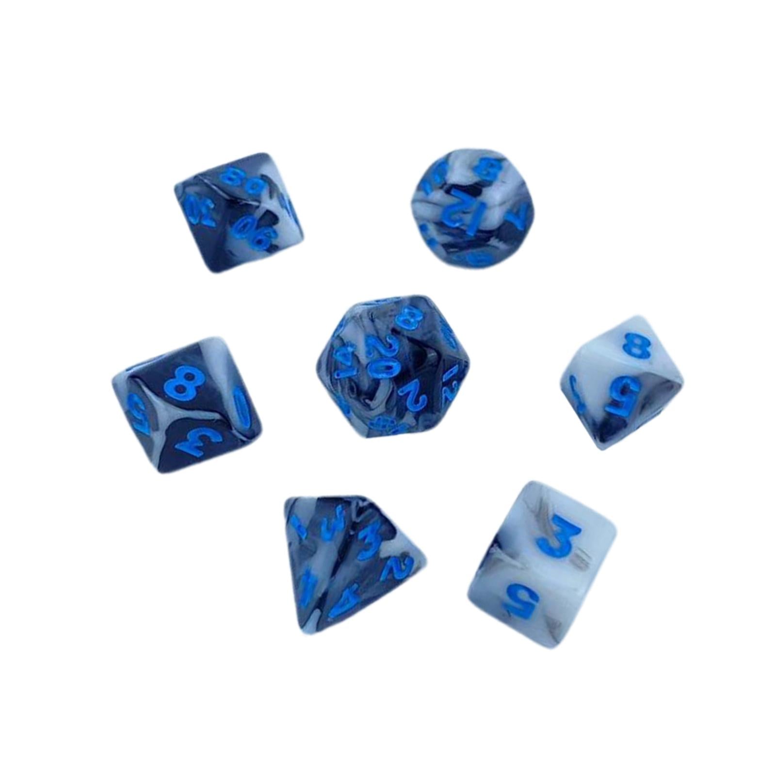 3x7 Pieces Portable Polyhedron Dices Set Multicolour Dices Set for Board Game Blue