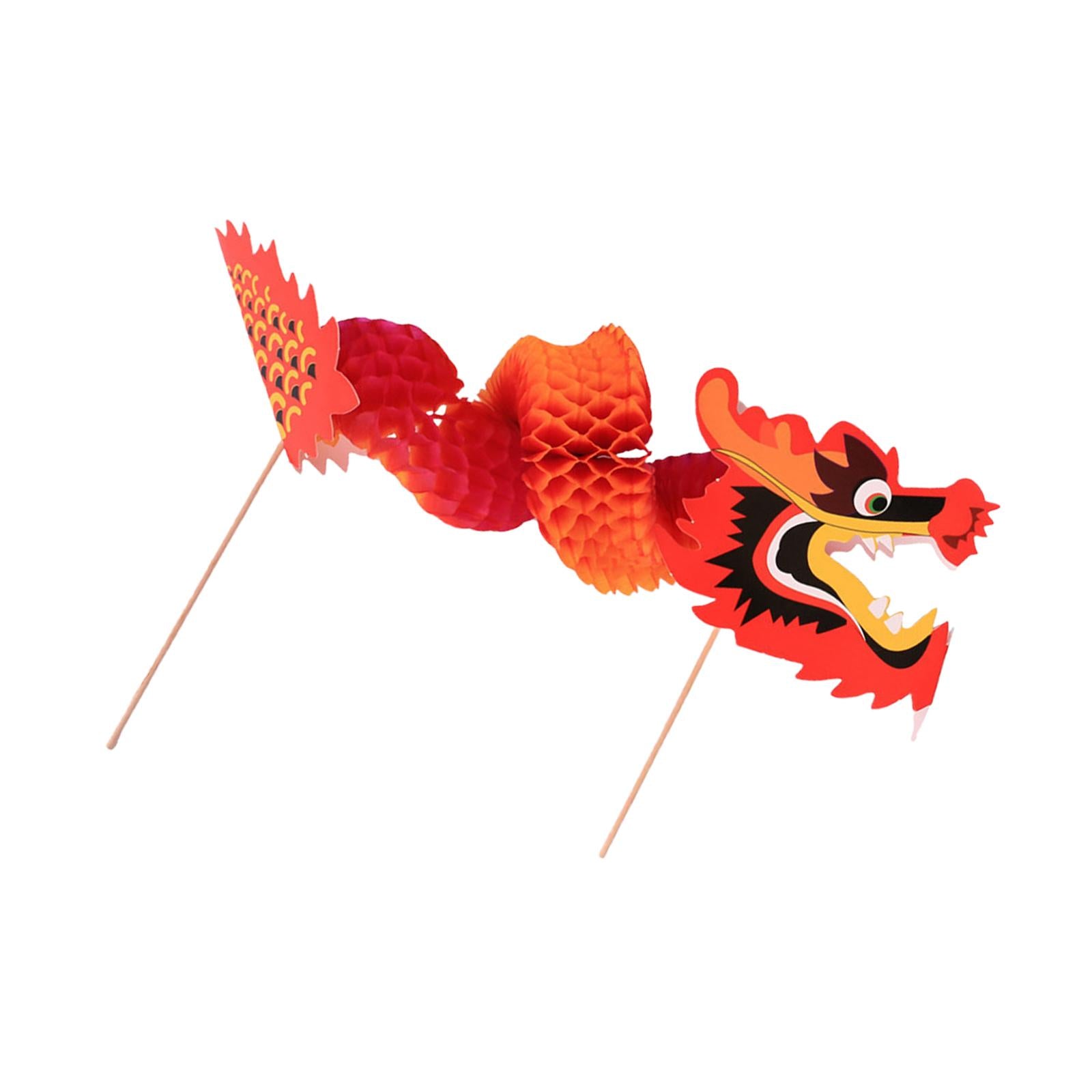 2x3D Chinese Paper Dragon Toys Hanging Handmade Crafts for Party New Year Kids
