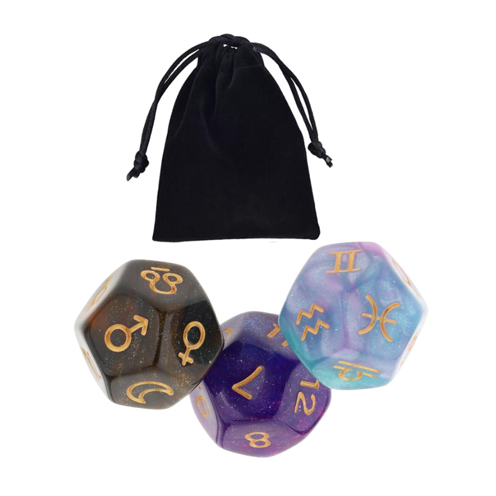 3x3Pcs Acrylic Astrological Dice Constellation Dice for gifts Style B