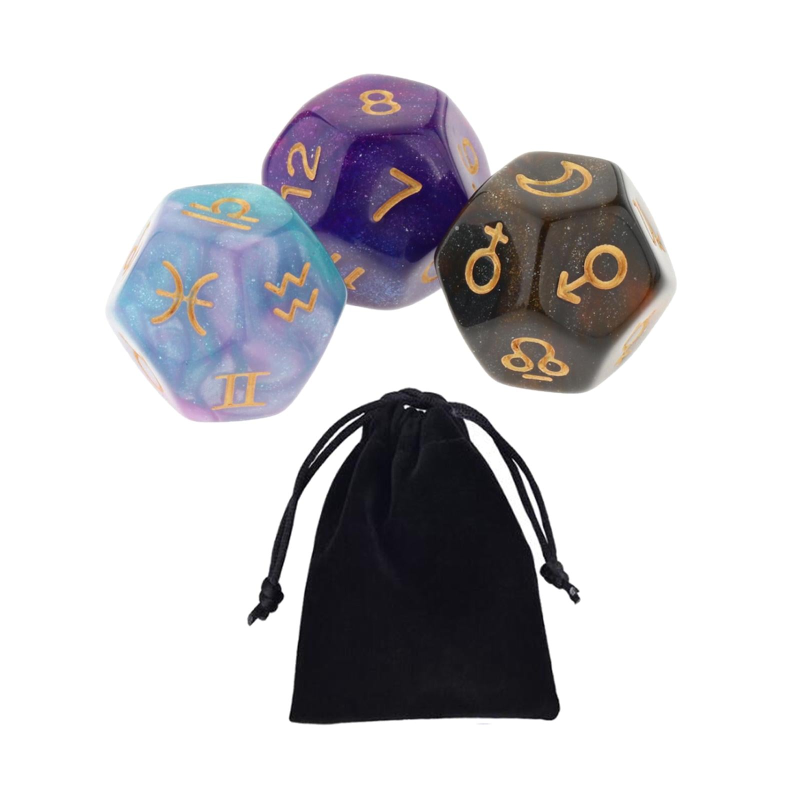 3x3Pcs Acrylic Astrological Dice Constellation Dice for gifts Style B