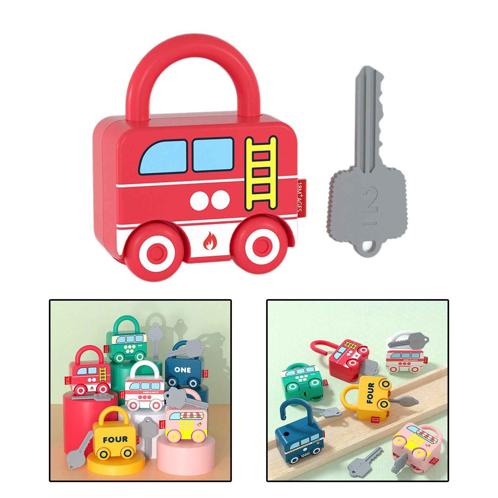 Lock and Key Car Toy Practical Skill Matching Toys for Preschool Children Fire Truck