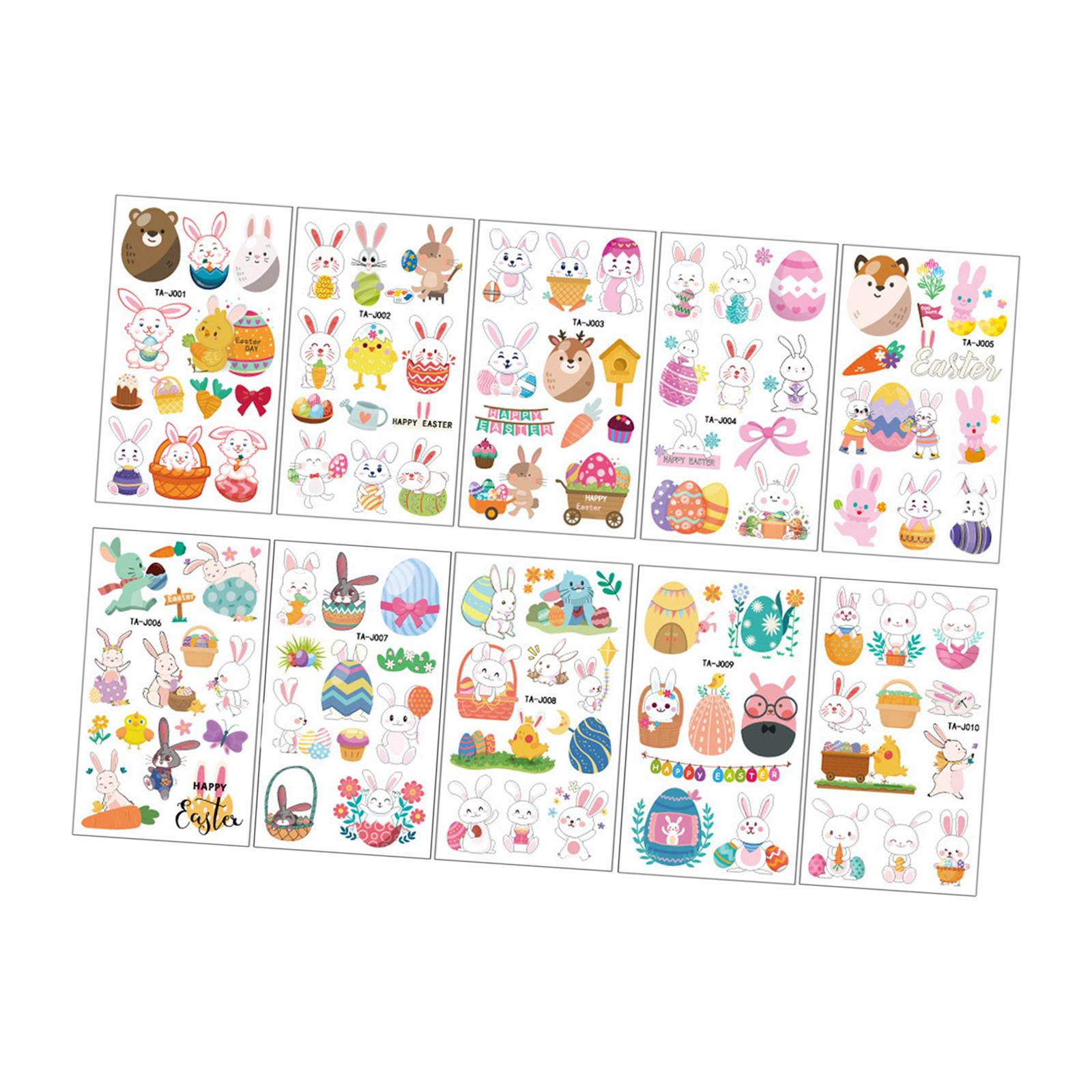 4xTemporary Stickers Waterproof Easter Basket Face Sticker for Paper Works
