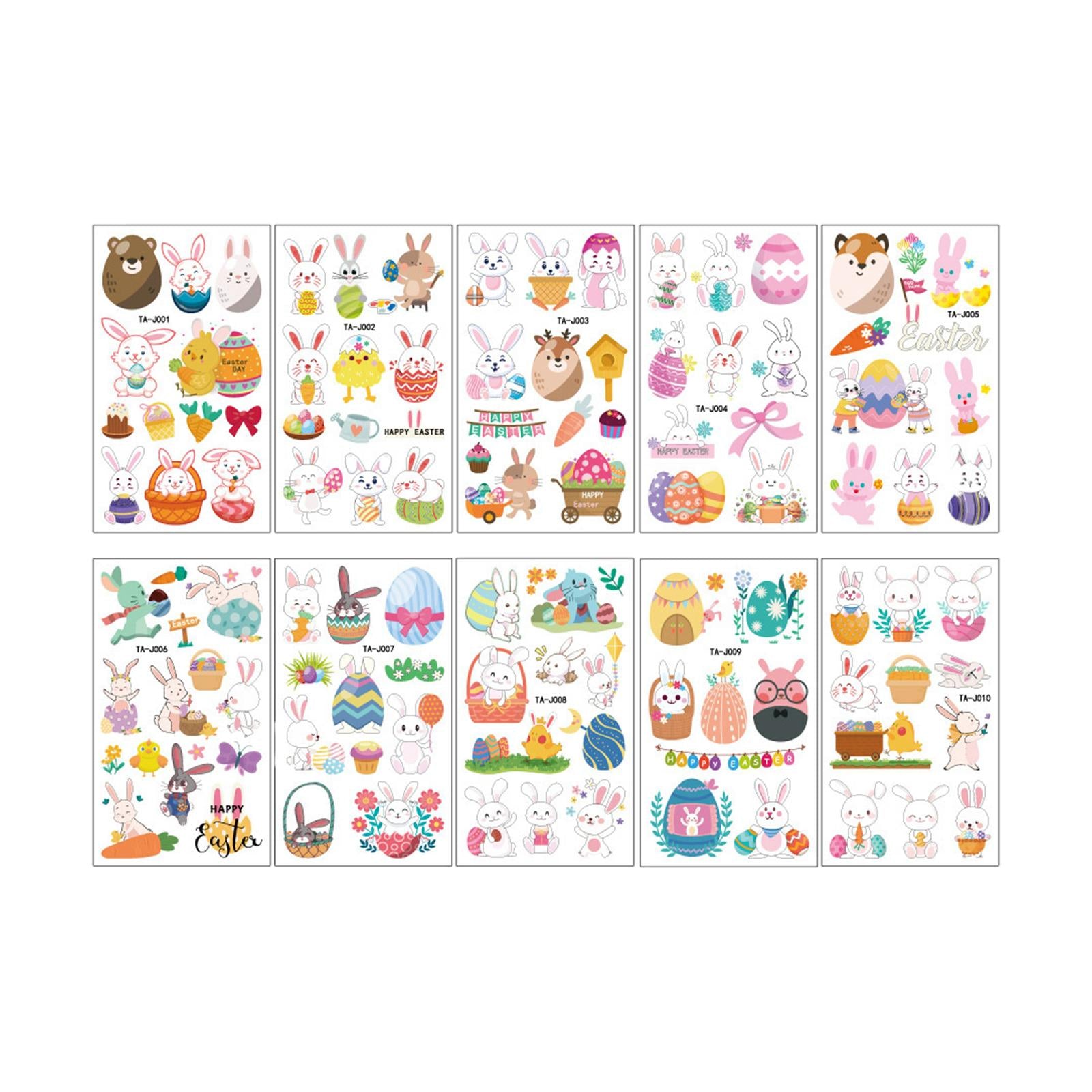 3xTemporary Stickers Waterproof Easter Basket Face Sticker for Paper Works