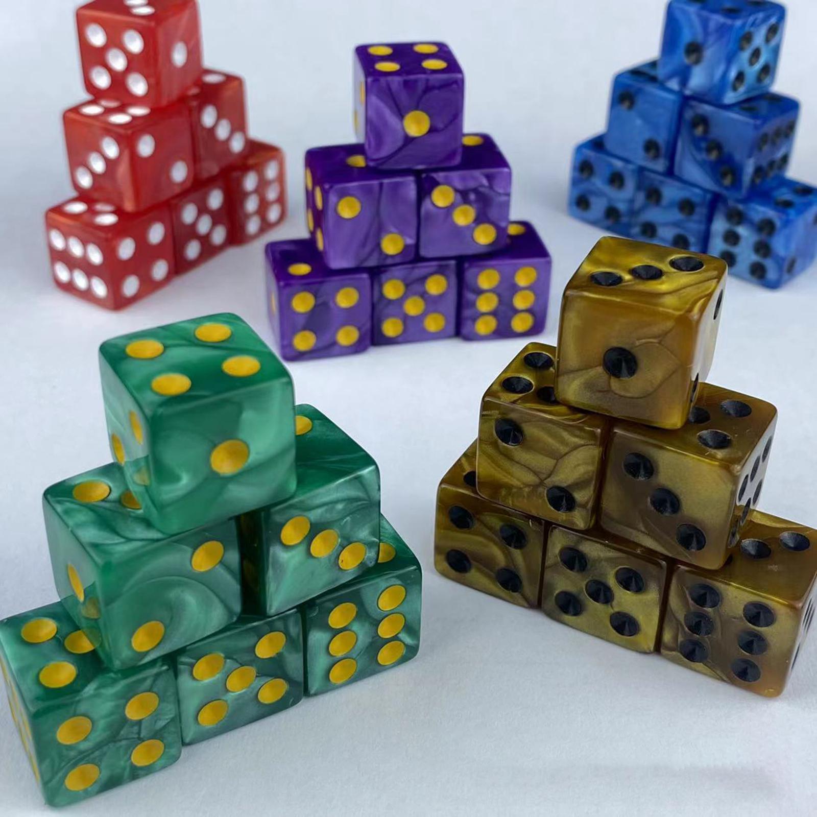4x10x 6 Sided Dices Set Entertainment Toys 16mm Dices for Table Game Card Game Blue