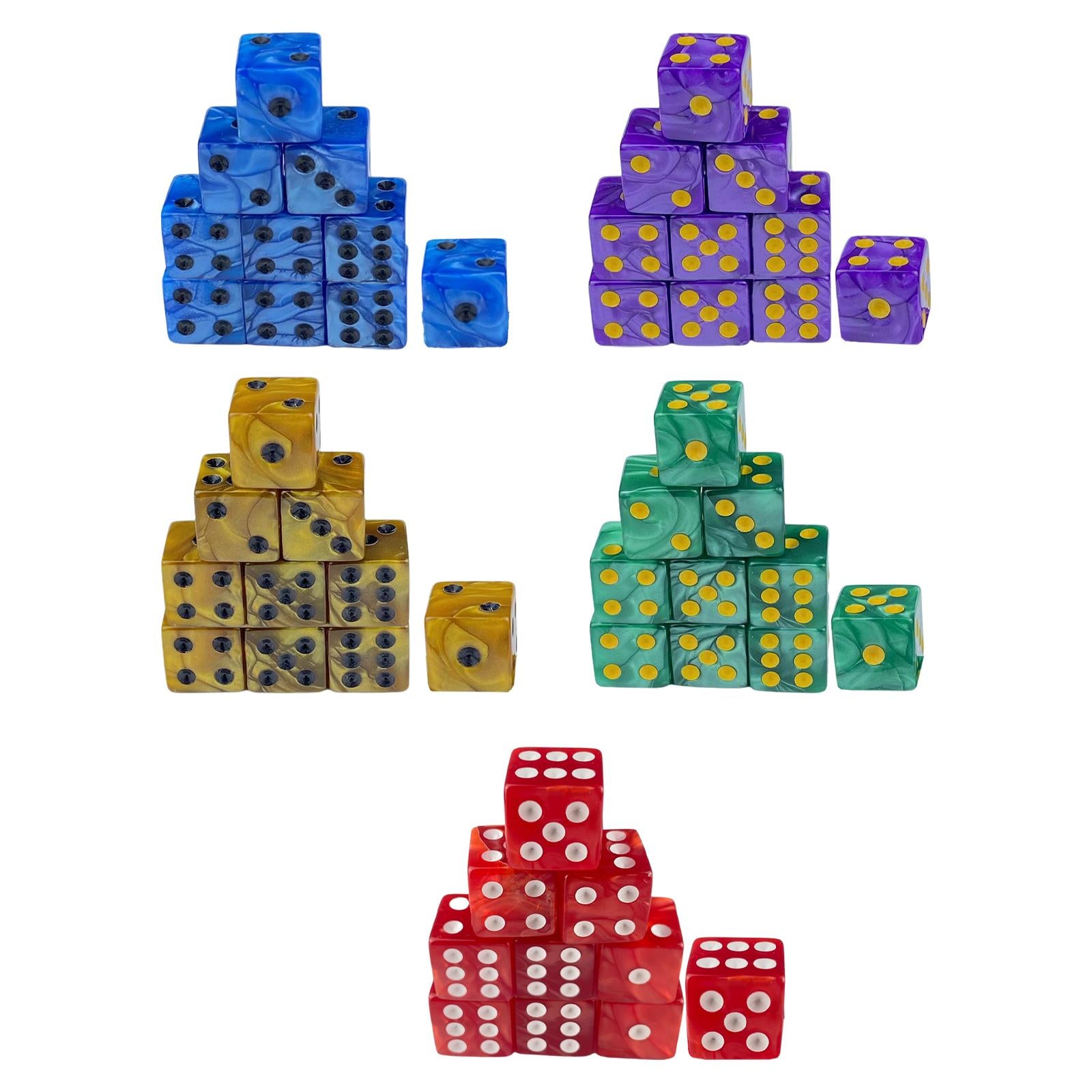 4x10x 6 Sided Dices Set Entertainment Toys 16mm Dices for Table Game Card Game Blue