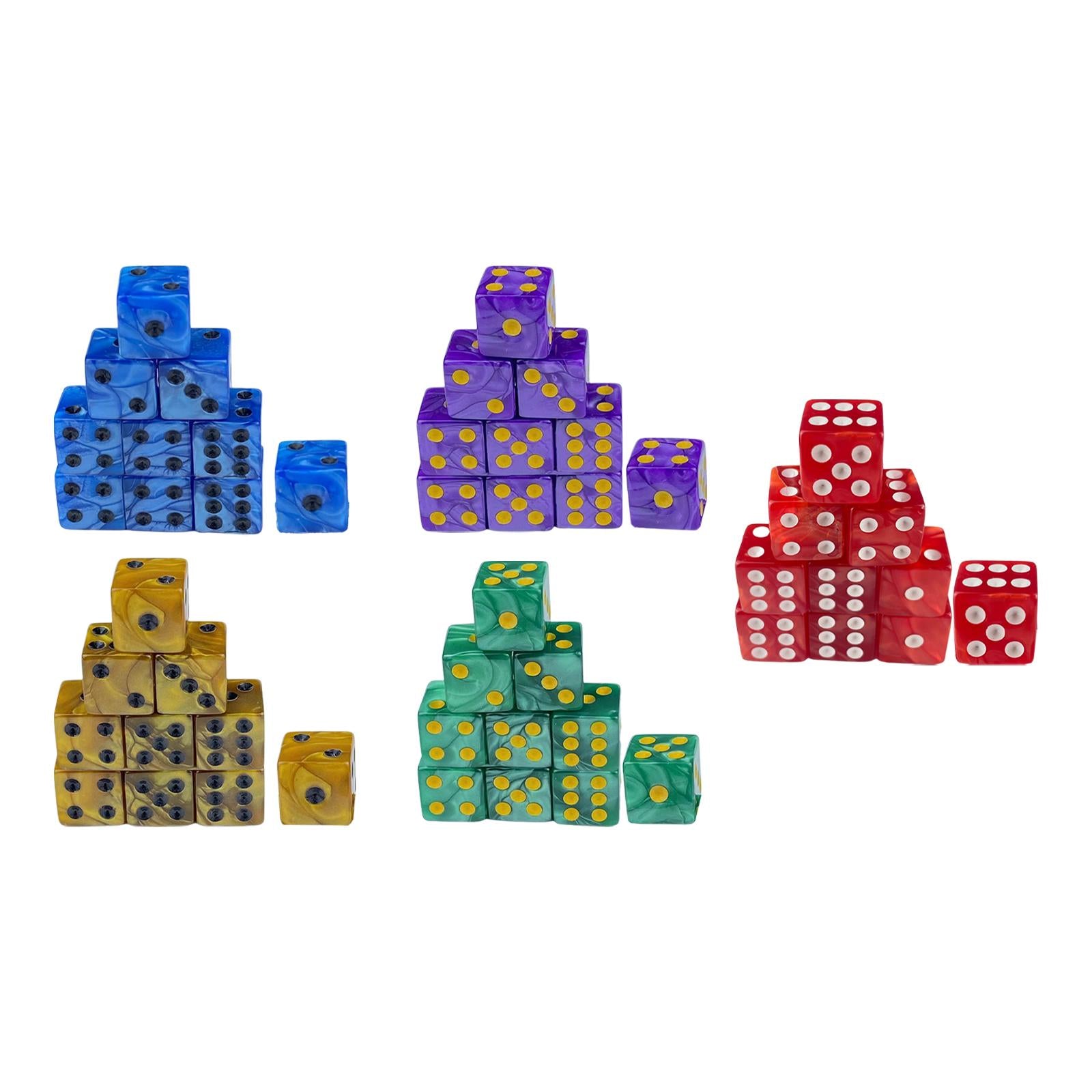2x10x 6 Sided Dices Set Entertainment Toys 16mm Dices for Table Game Card Game Blue