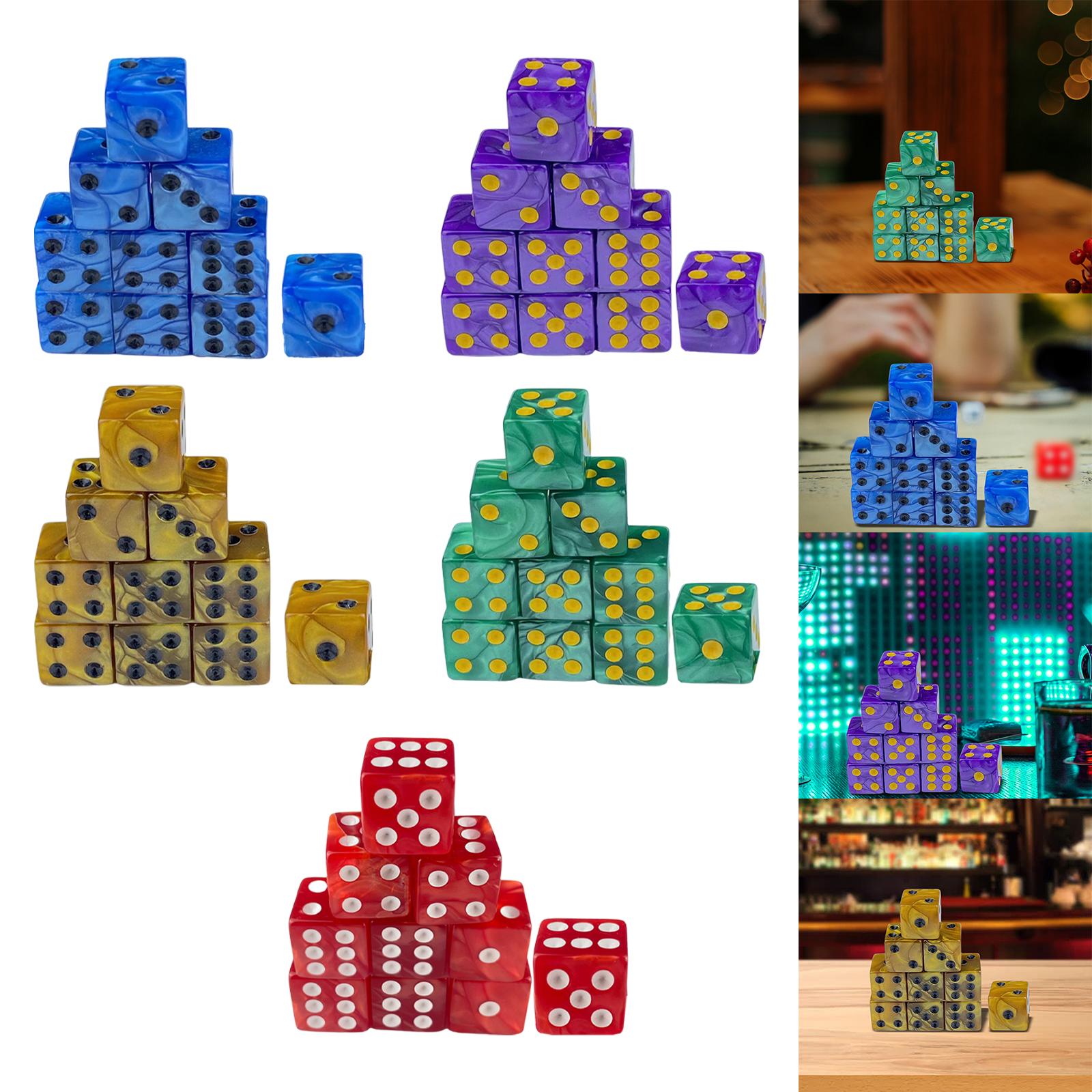 4x10x 6 Sided Dices Set Entertainment Toys 16mm Dices for Table Game Card Game Blue