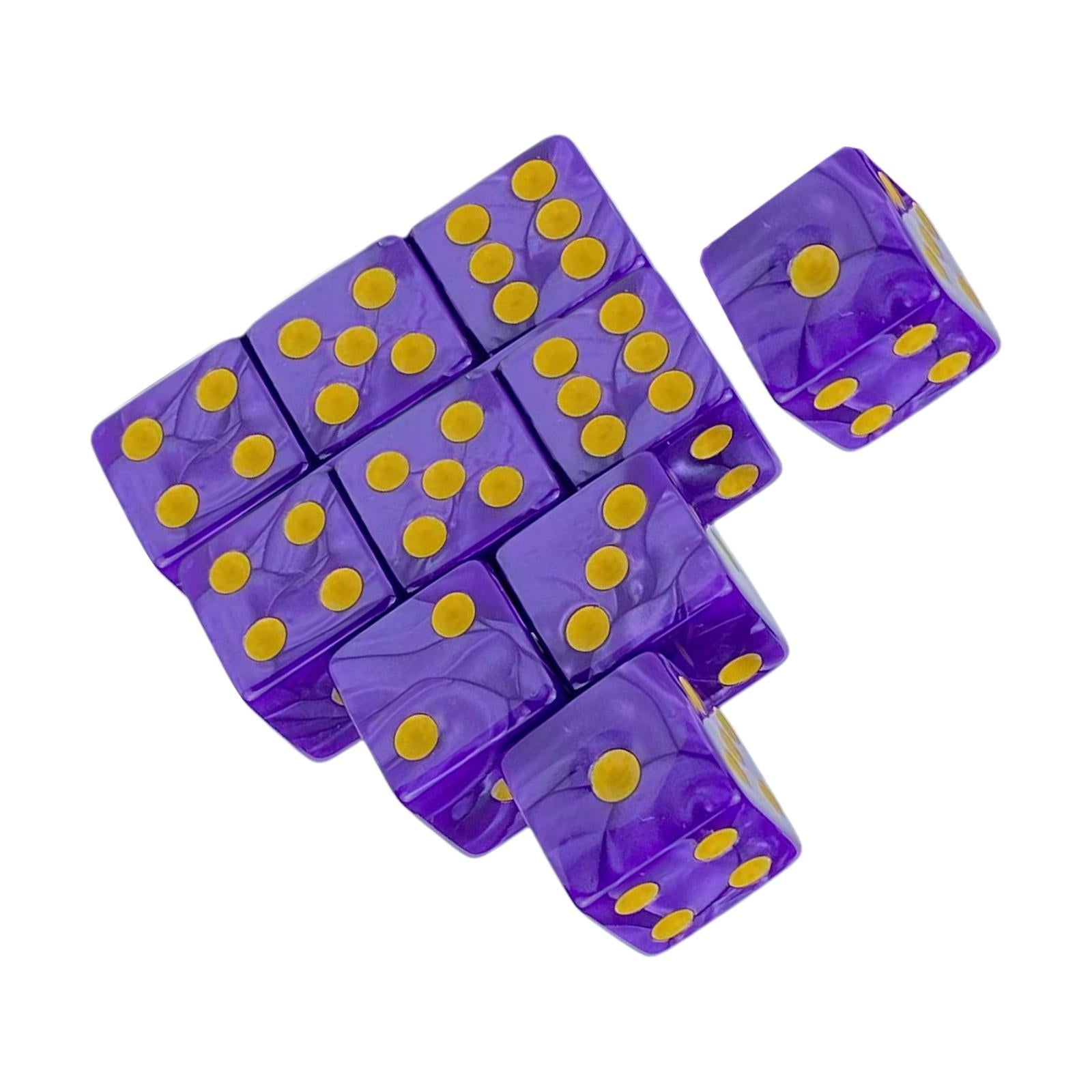 4x10x 6 Sided Dices Set Entertainment Toys 16mm Dices for Table Game Card Game Amaranth