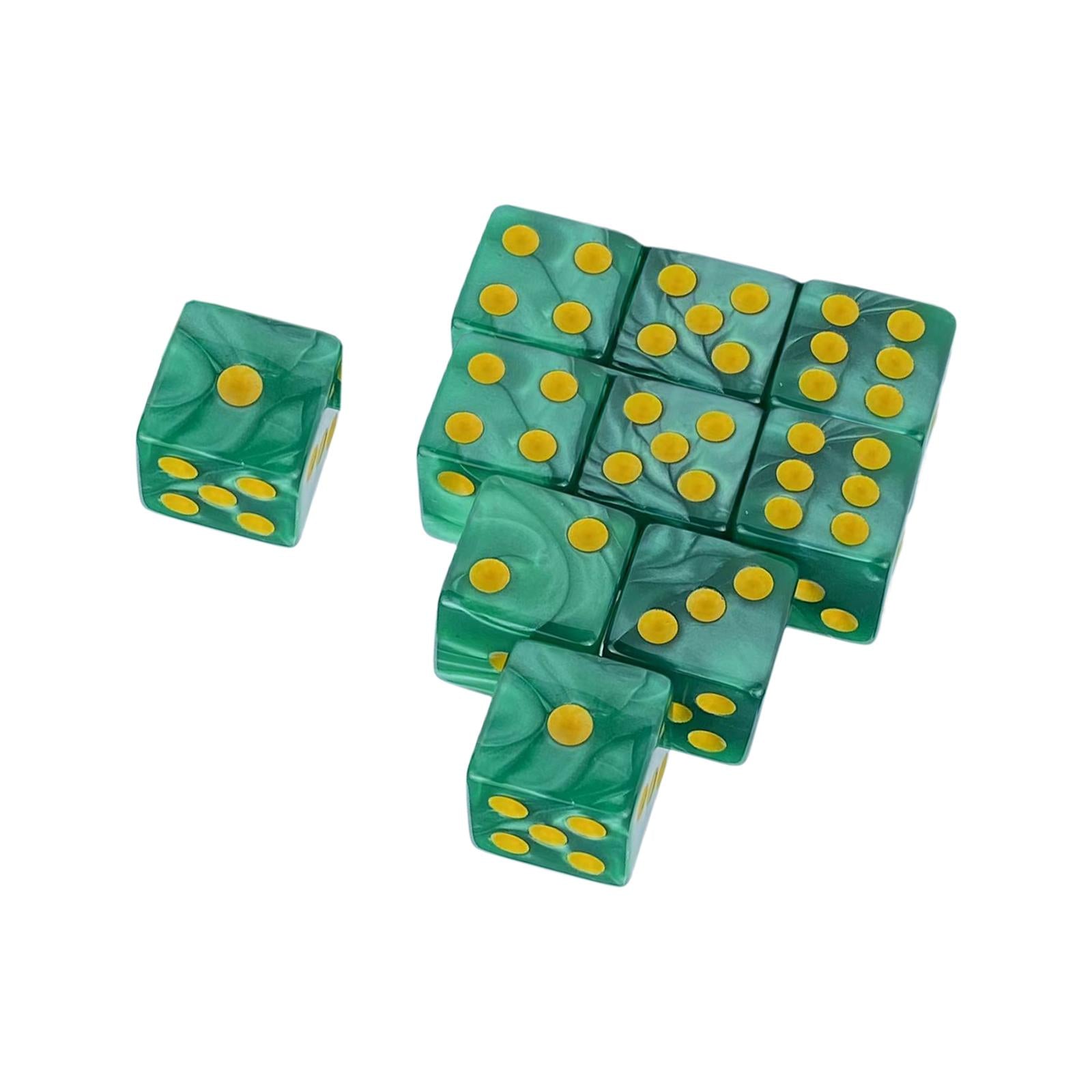 3x10x 6 Sided Dices Set Entertainment Toys 16mm Dices for Table Game Card Game Green