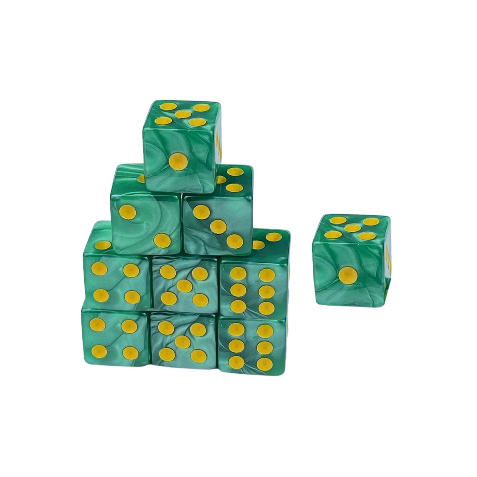 3x10x 6 Sided Dices Set Entertainment Toys 16mm Dices for Table Game Card Game Green