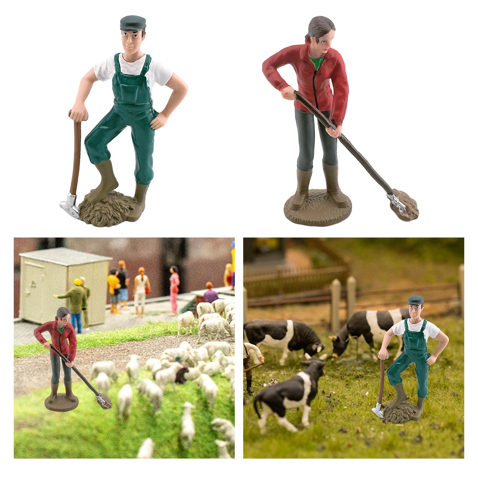 3xFarmer People Figures Realistic Farm Keeper Figurines for Reward Gift man farmer