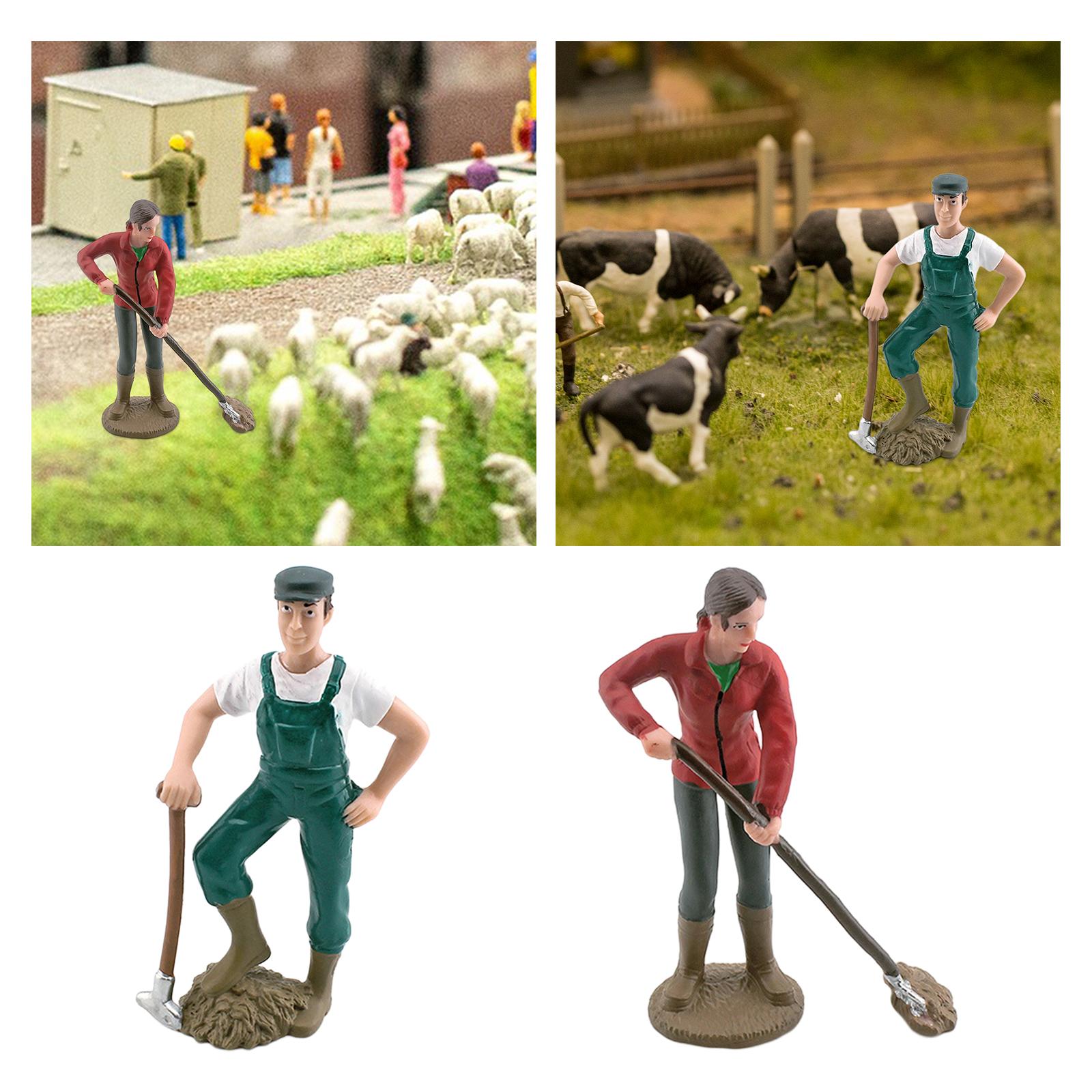 3xFarmer People Figures Realistic Farm Keeper Figurines for Reward Gift man farmer