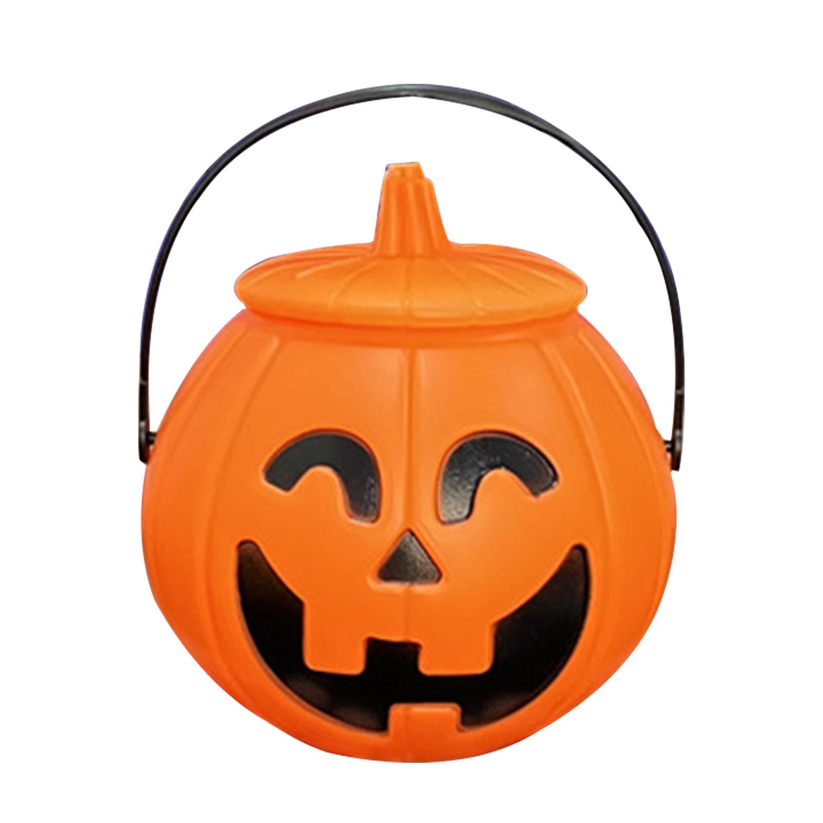 2xHalloween Pumpkin Buckets Props Jar with Lid Gift Basket Candy Bucket Holder