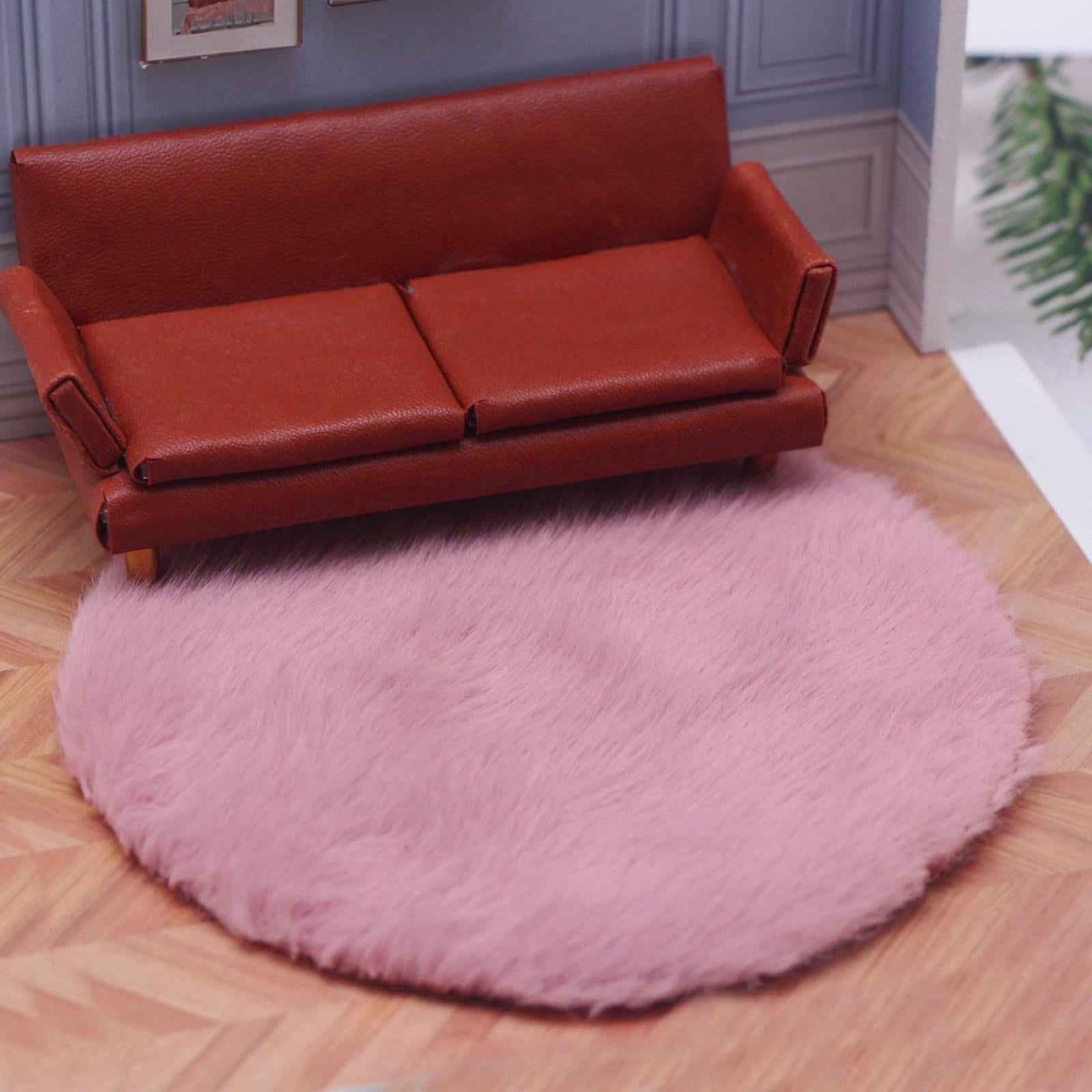1/12 Simulation Floor Mat Micro Landscape for Bedroom Living Room Decoration Pink Round L