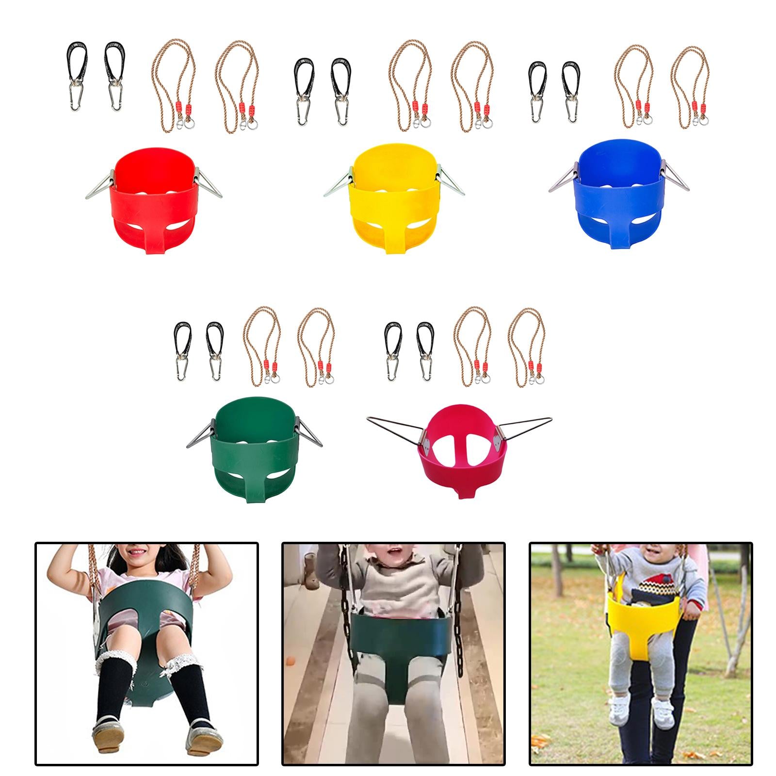 Swing Seat Swing Sets with Hooks High Back Bucket Swing for Tree Indoor Yard red