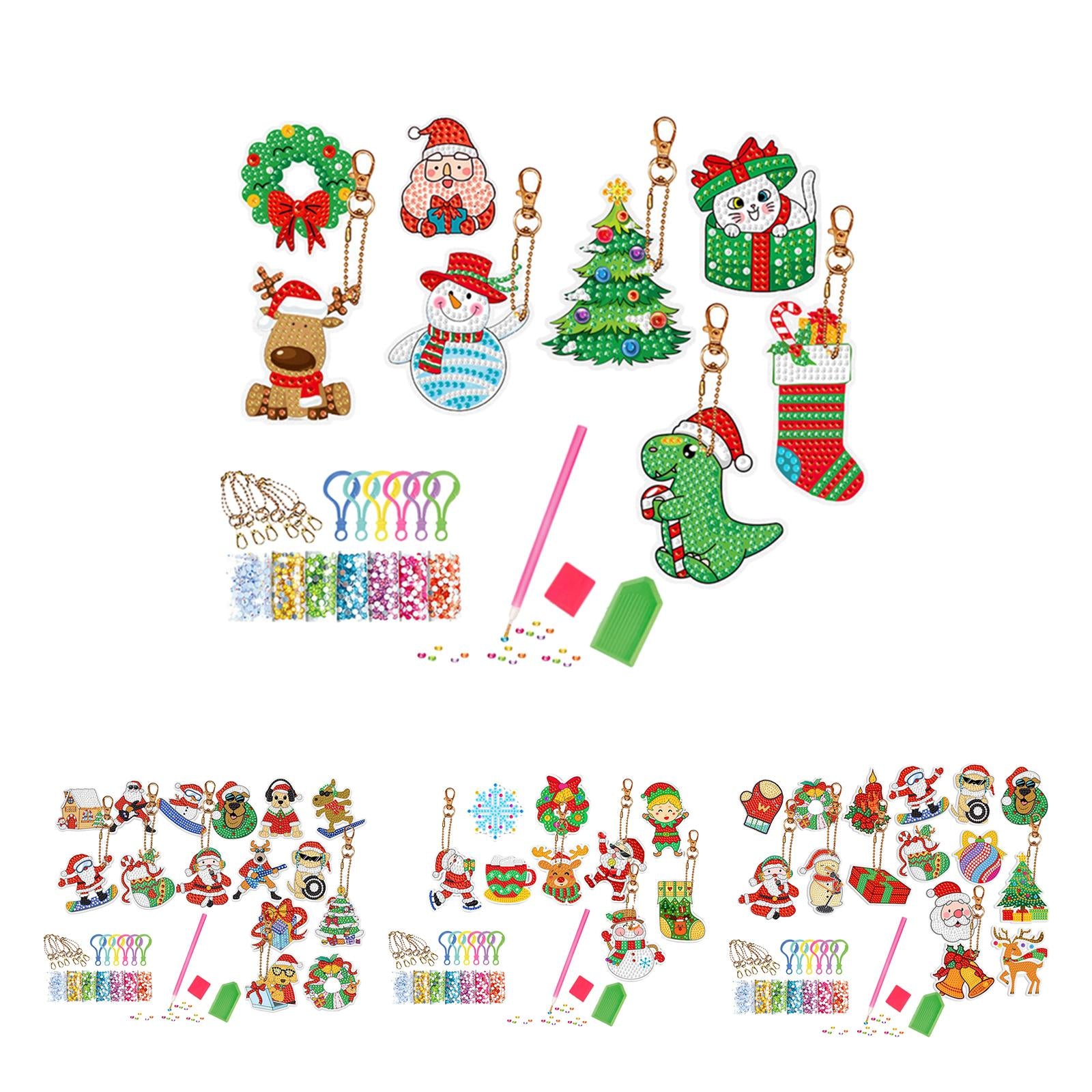 Painting Keychains for Holiday Festivel Gift Xmas Decor Gift Kids and Adults 8Pcs