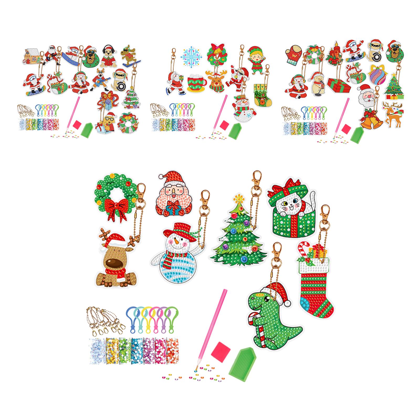 Painting Keychains for Holiday Festivel Gift Xmas Decor Gift Kids and Adults 8Pcs