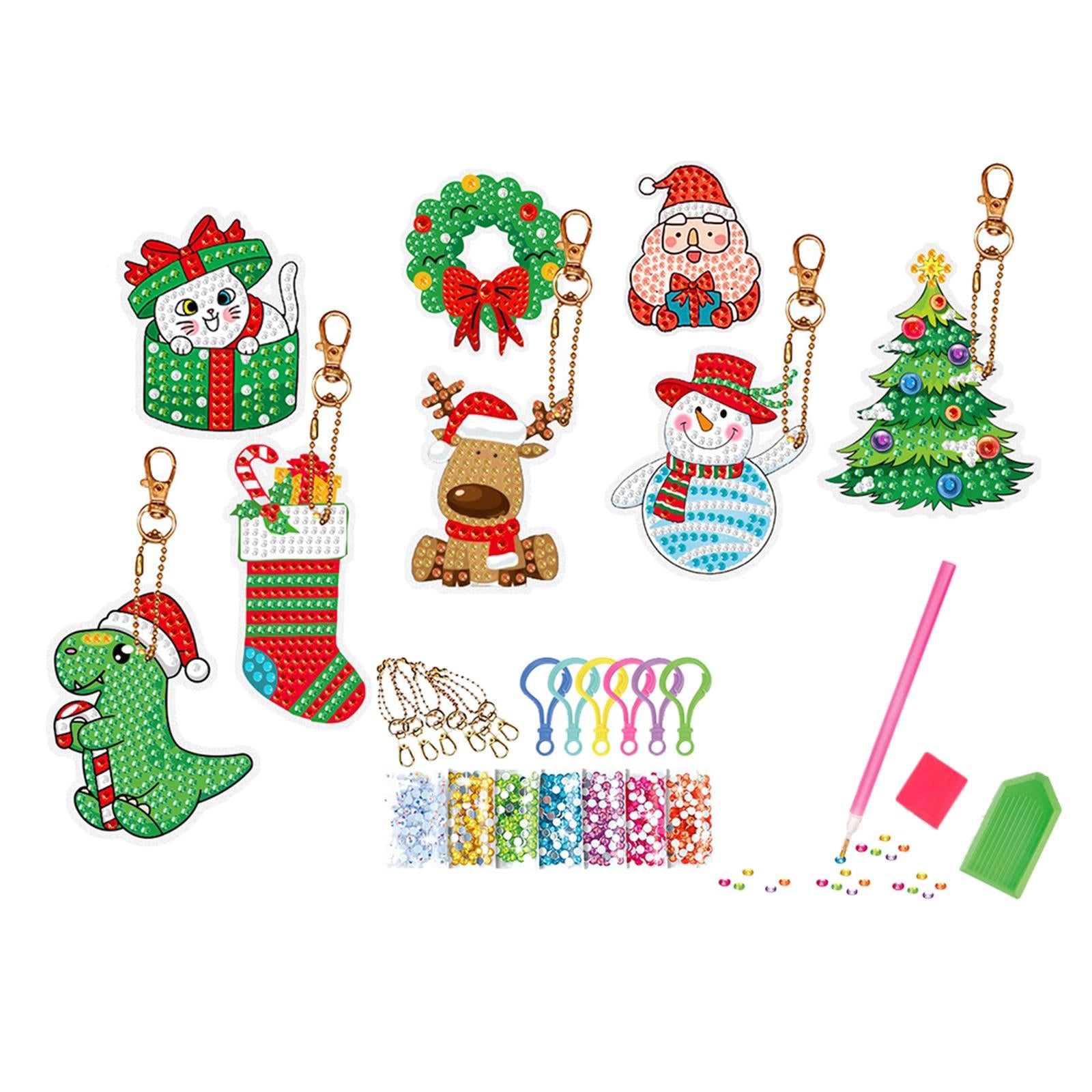 Painting Keychains for Holiday Festivel Gift Xmas Decor Gift Kids and Adults 8Pcs