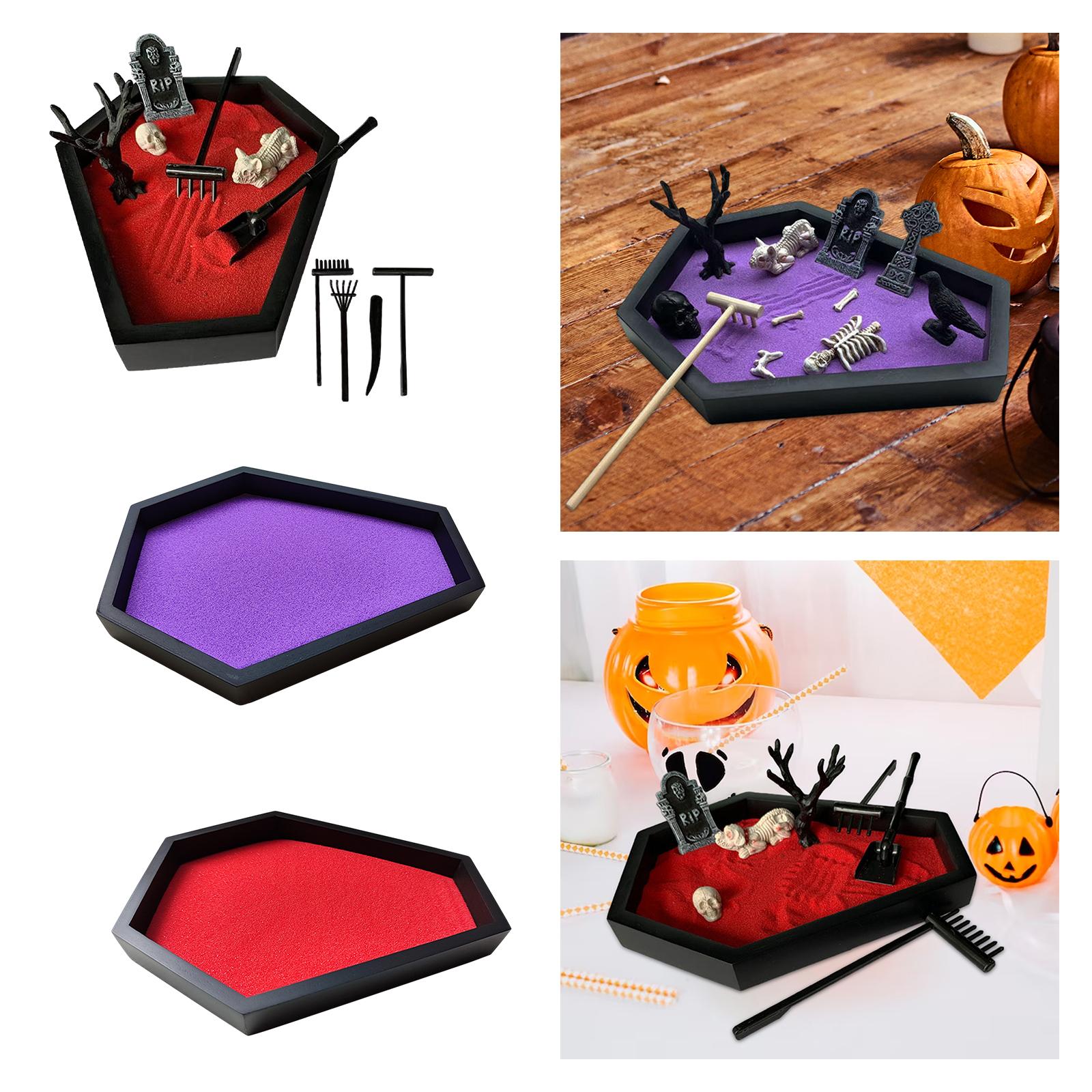 Tray Garden with Sand Spooky Goth Halloween Decor for Tables Desk Home Red Creepy Set