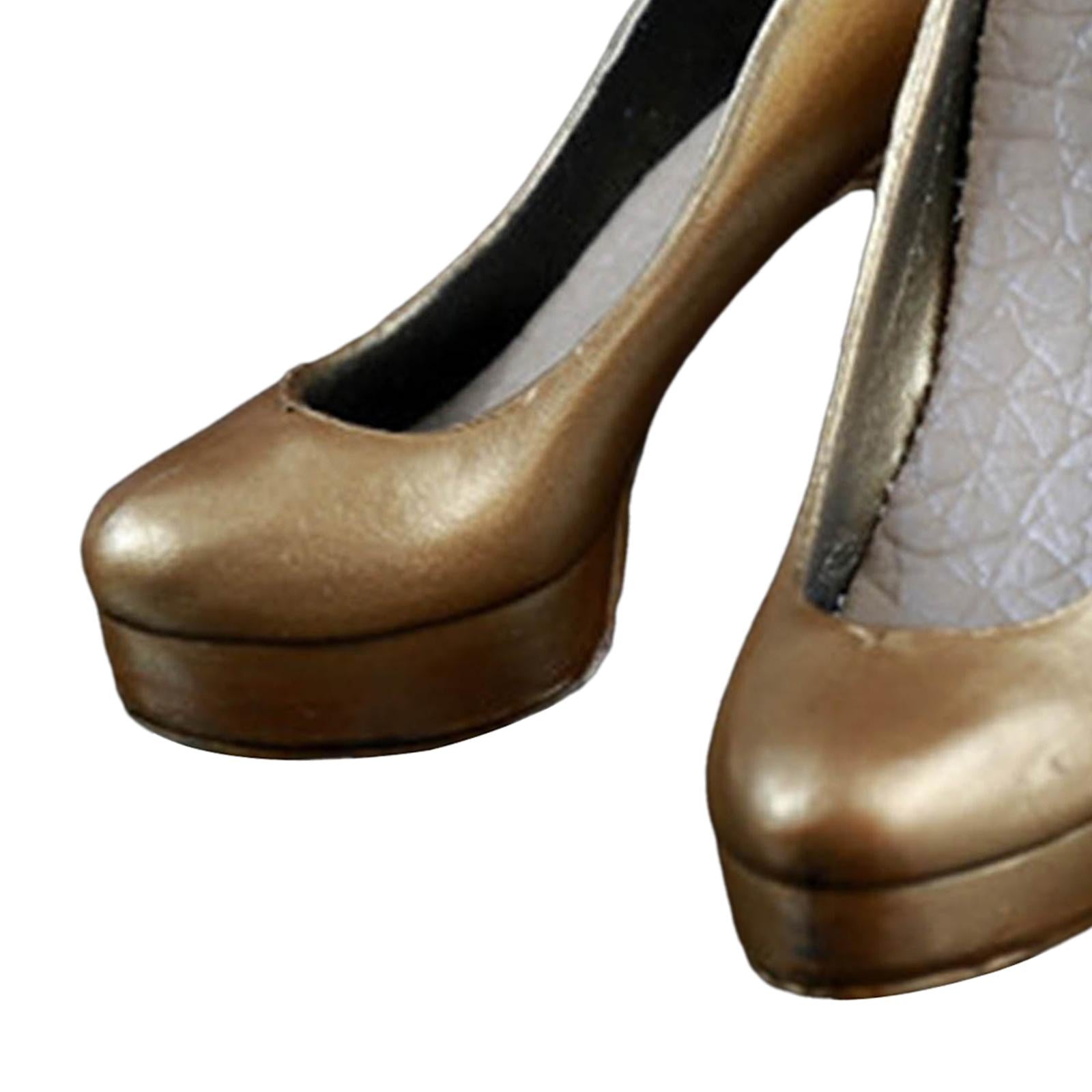 1:6 Scale Women's High Heel Shoes Simulated Heeled for 12inch Female Figures gold