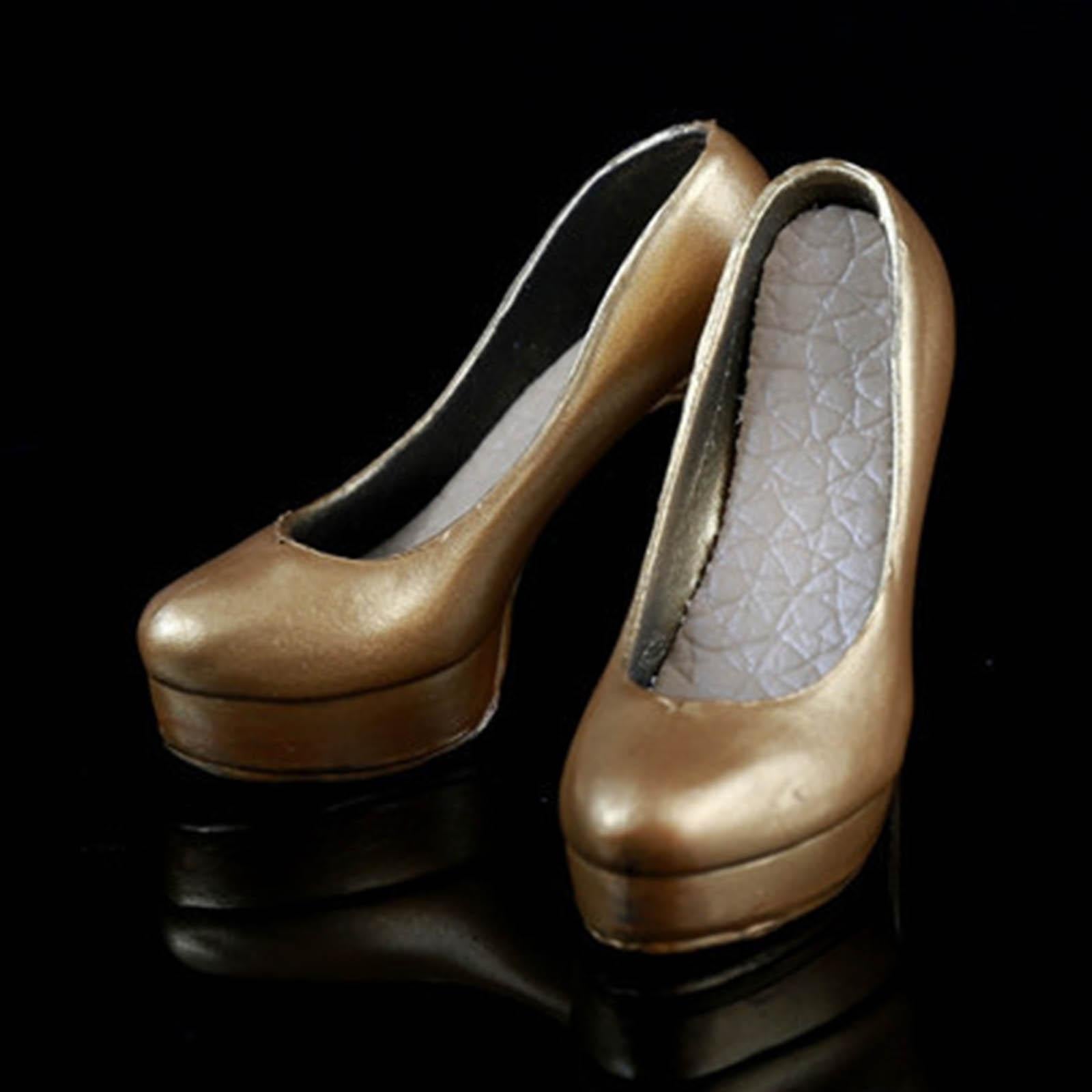 1:6 Scale Women's High Heel Shoes Simulated Heeled for 12inch Female Figures gold