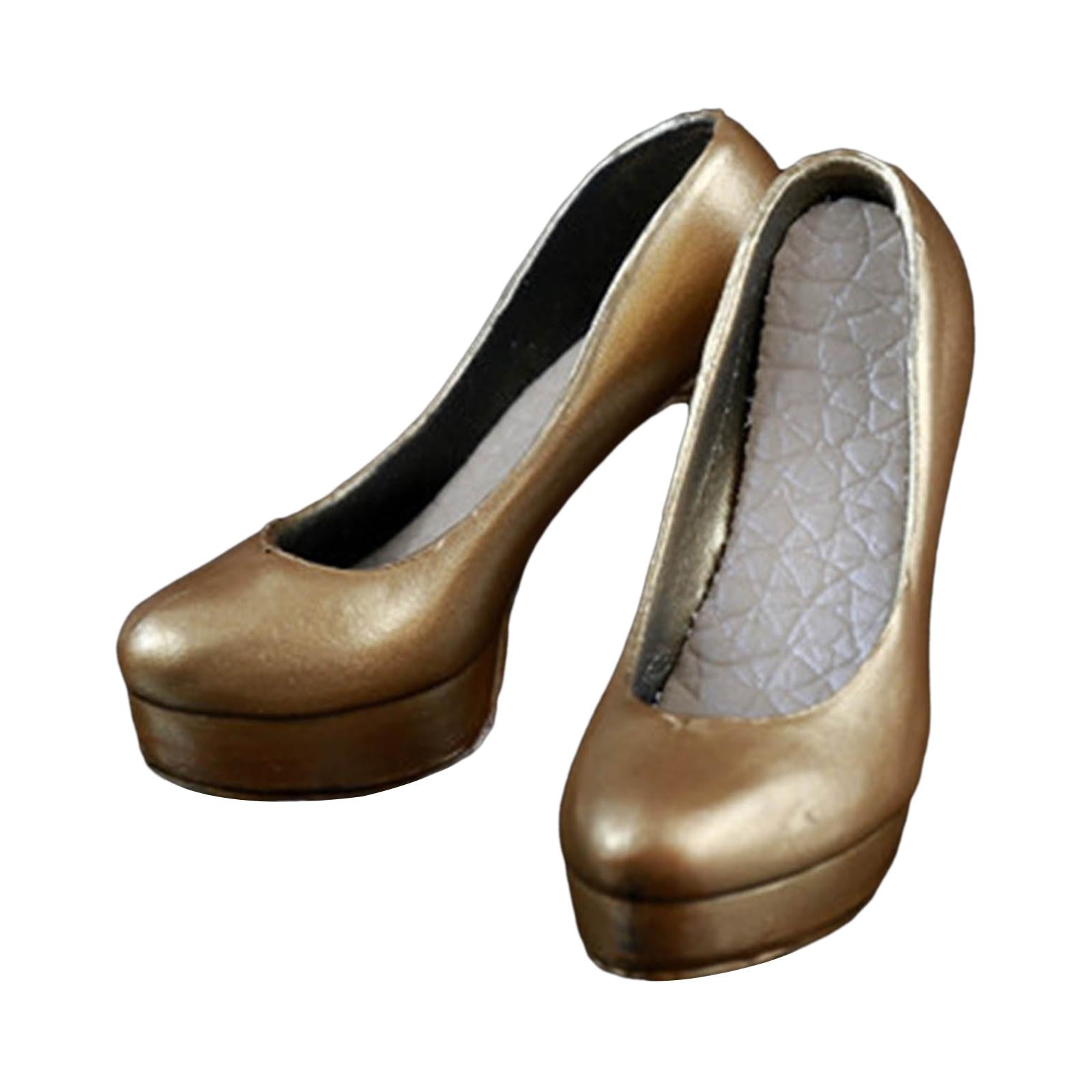 1:6 Scale Women's High Heel Shoes Simulated Heeled for 12inch Female Figures gold