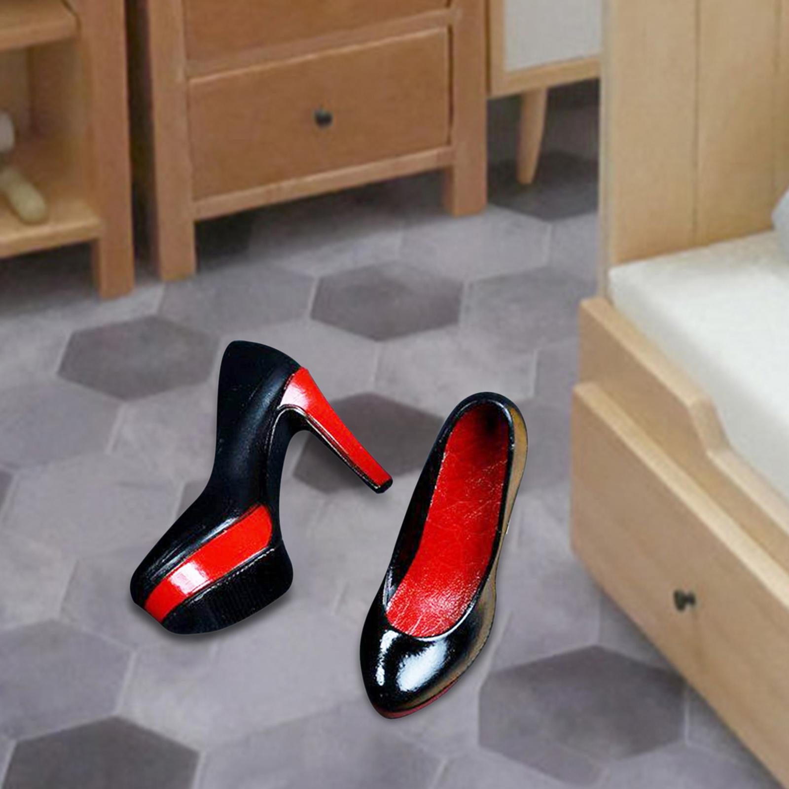 1:6 Scale Women's High Heel Shoes Simulated Heeled for 12inch Female Figures Black B