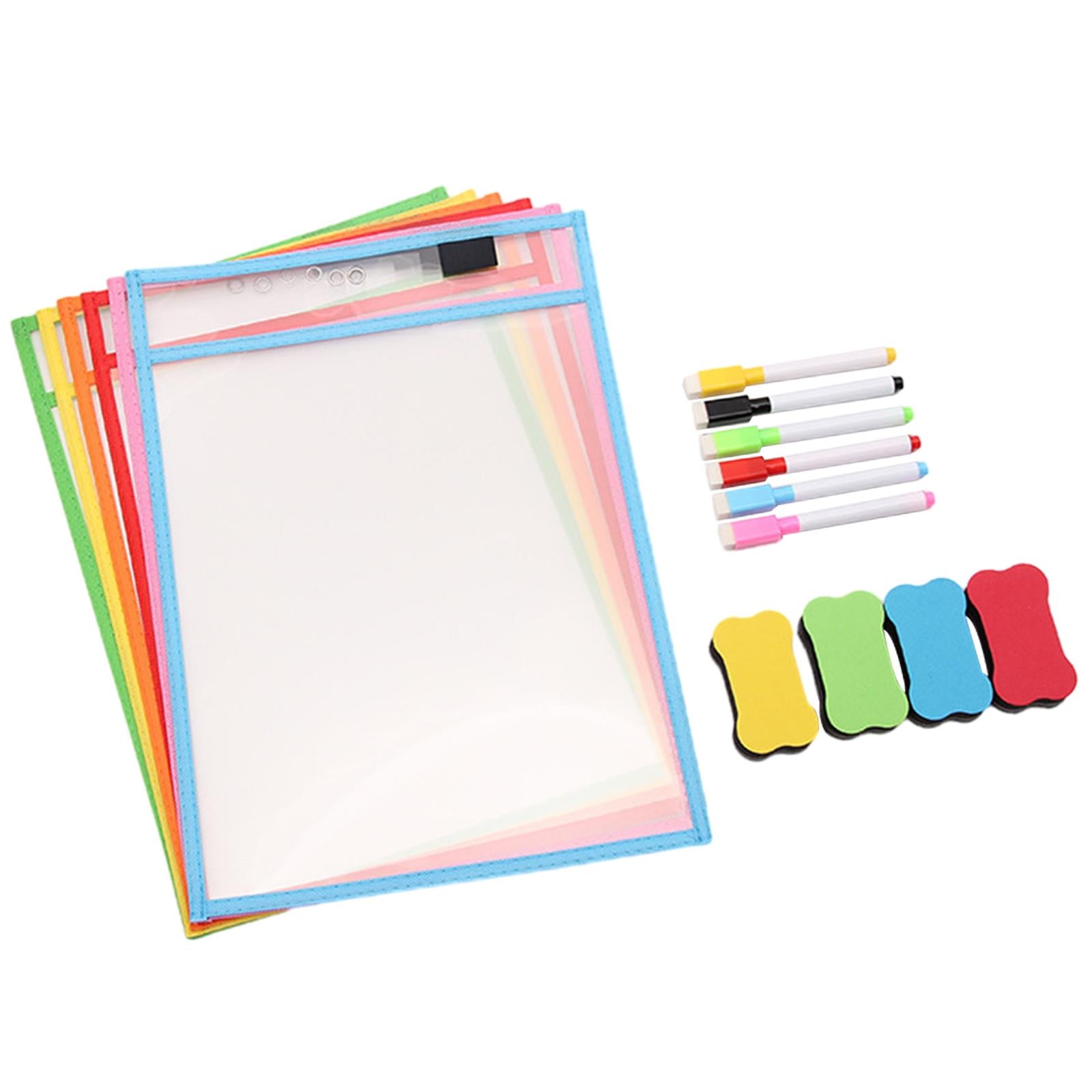 6 Pieces Arid Erase Pockets with Grommet Eyelets Stationery Arid Erase Sleeves