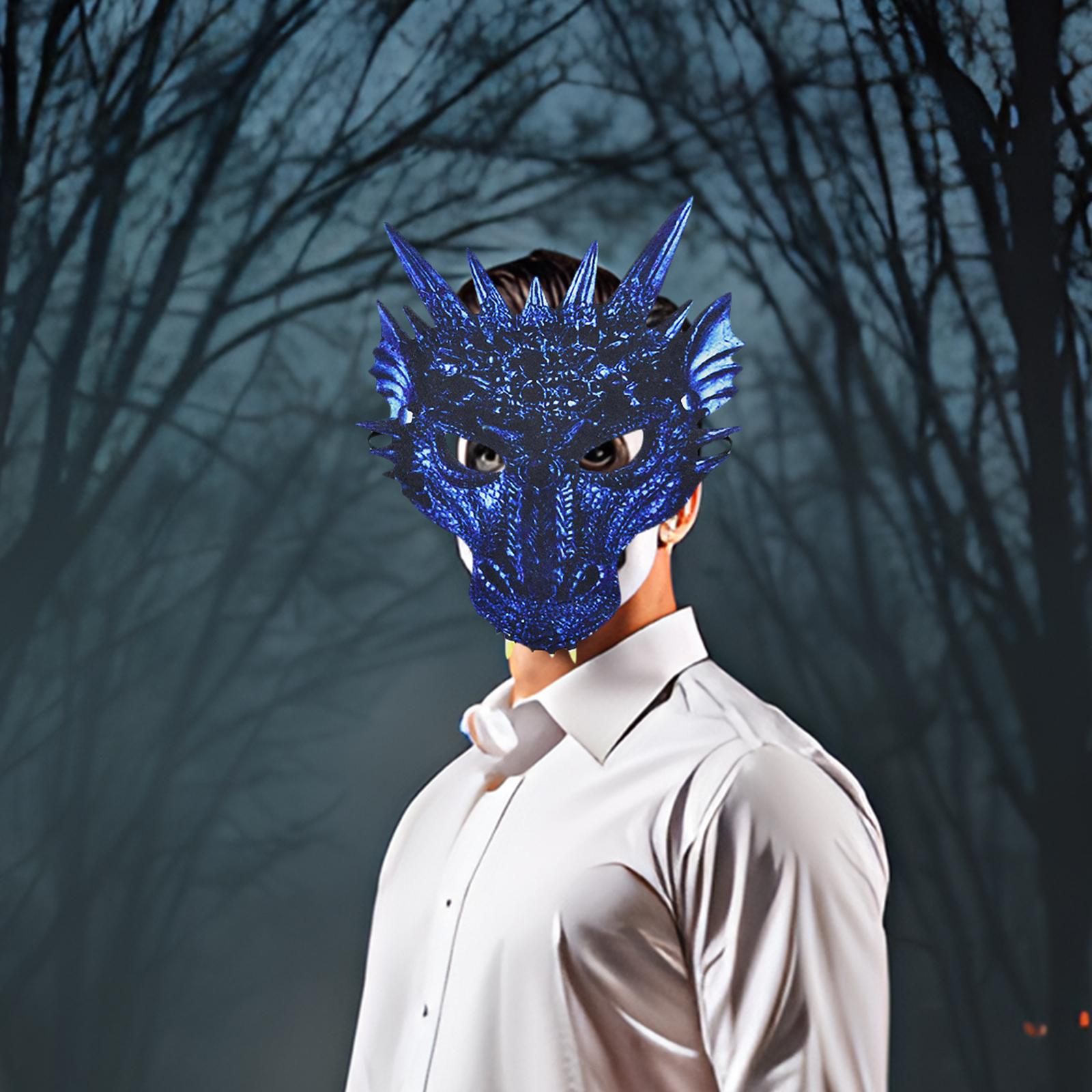 Blue Dragon Face Mask Halloween Cosplay Mask for Carnival Stage Performances