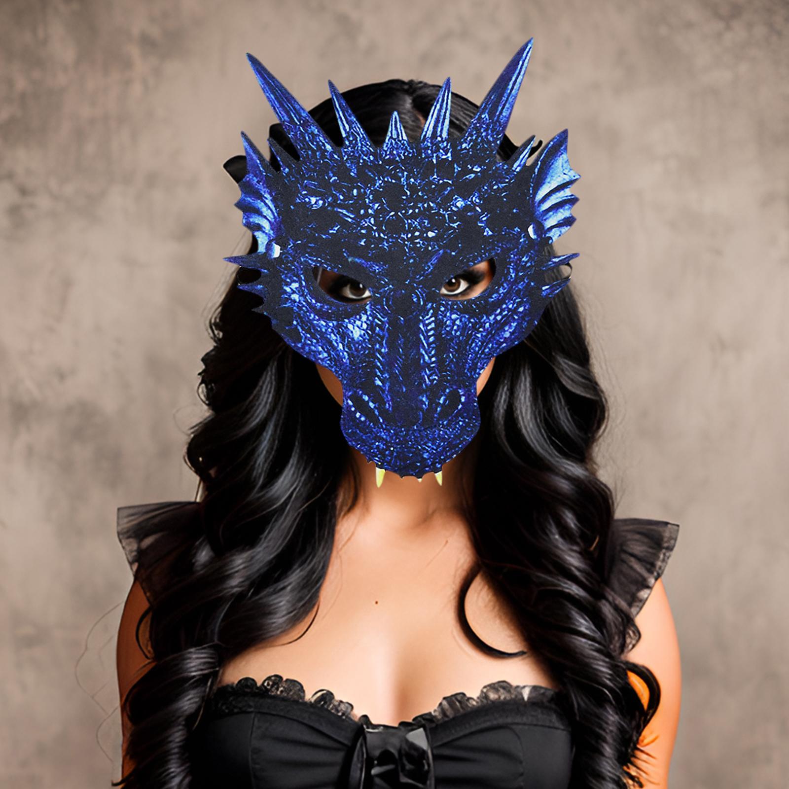 Blue Dragon Face Mask Halloween Cosplay Mask for Carnival Stage Performances